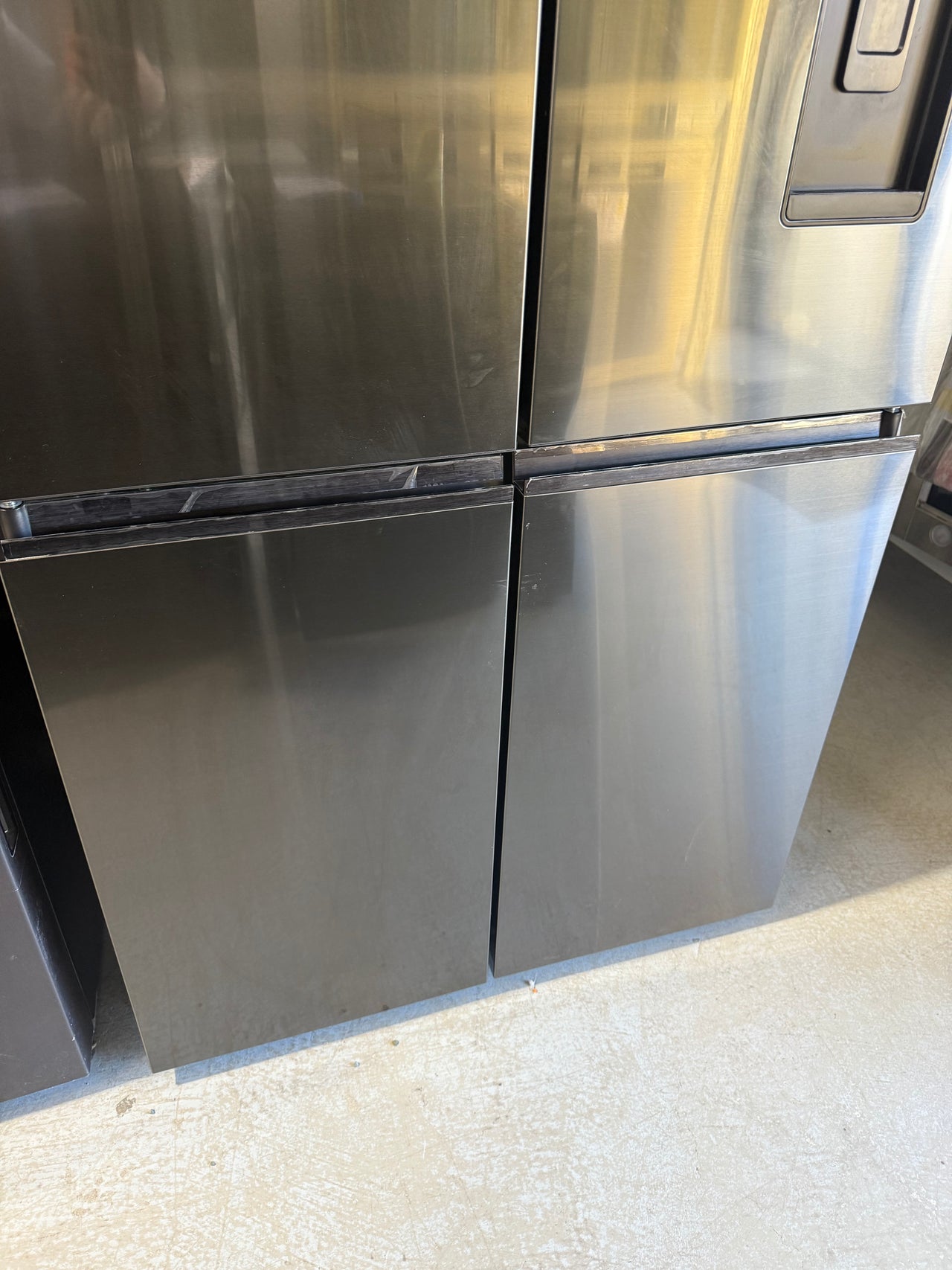 Factory second Fisher &amp; Paykel RF730QNUVB1 690 L Quad Door Refrigerator – Black Stainless Steel with Ice & Water