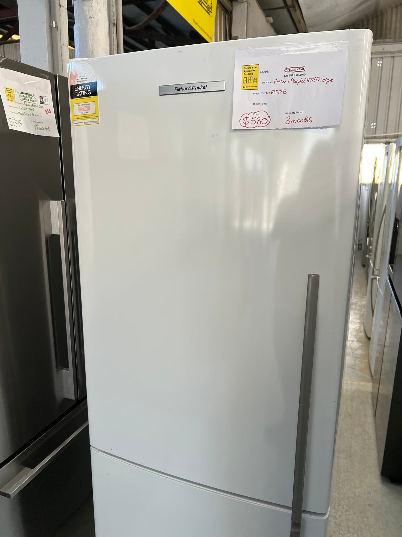 Second hand 442L Fisher&Paykel Bottom Mount Fridge E442BLE - Second Hand Appliances Geebung