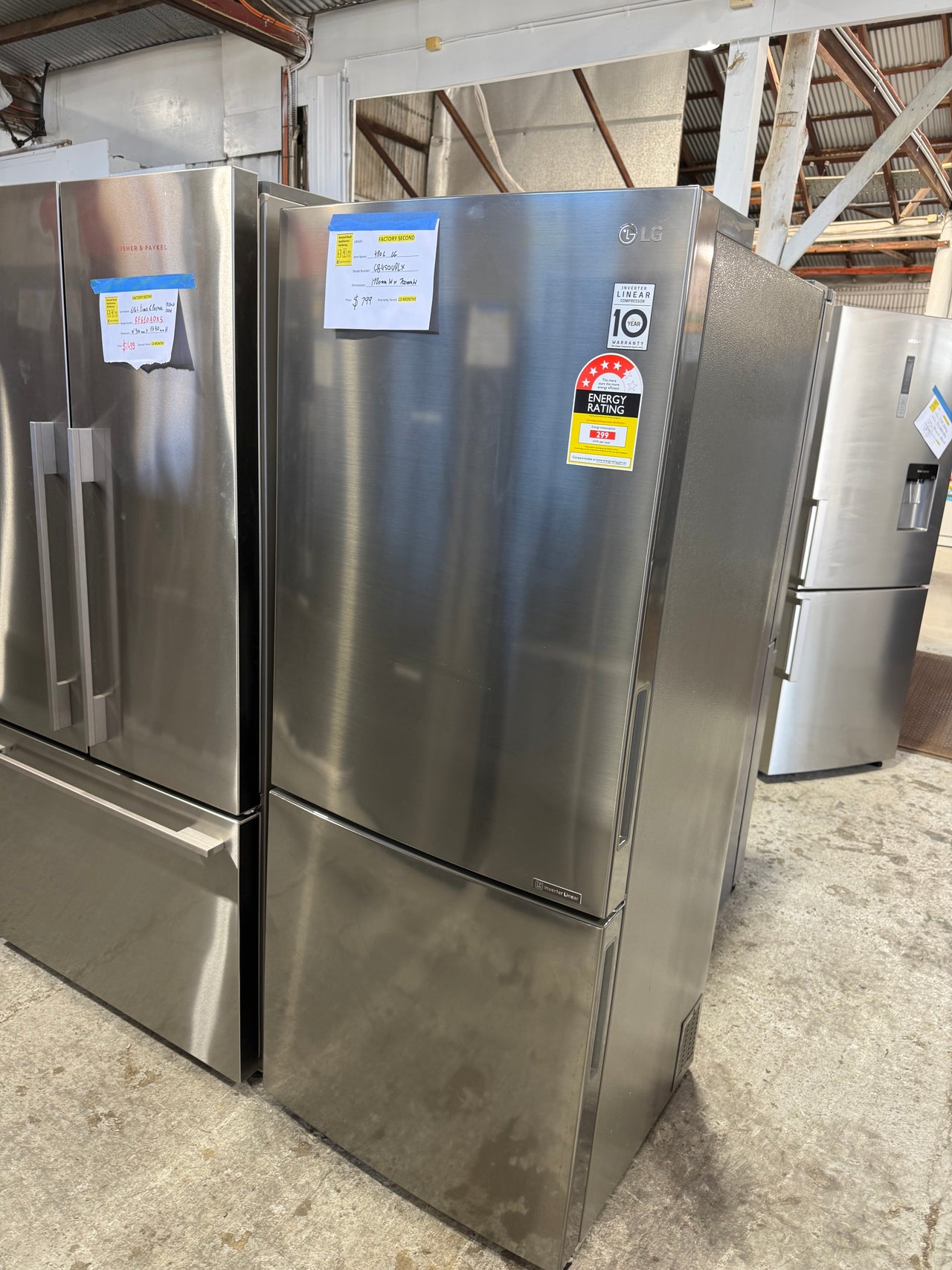 Factory second LG 454L Bottom Mount Refrigerator – Platinum Silver  Model: GB-450UPLX