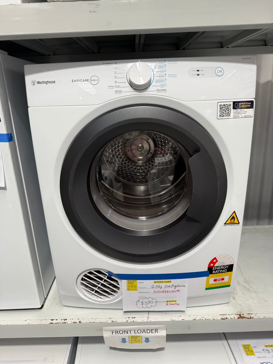 Second hand Westinghouse WDV656N3WB 6.5kg Vented Clothes Dryer - Second Hand Appliances Geebung