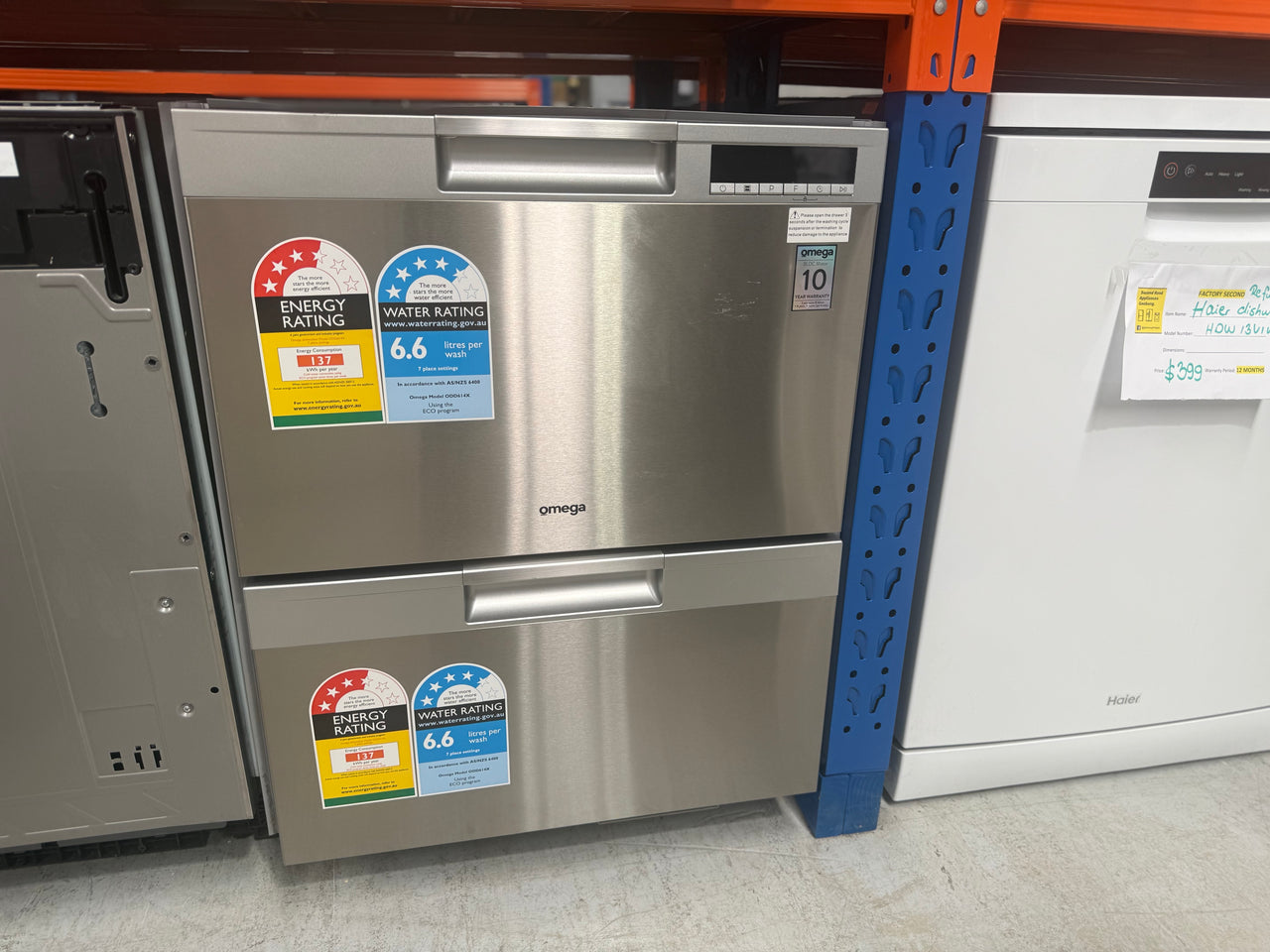 Transportation damaged Omega ODD614X 60 cm Double Drawer Dishwasher