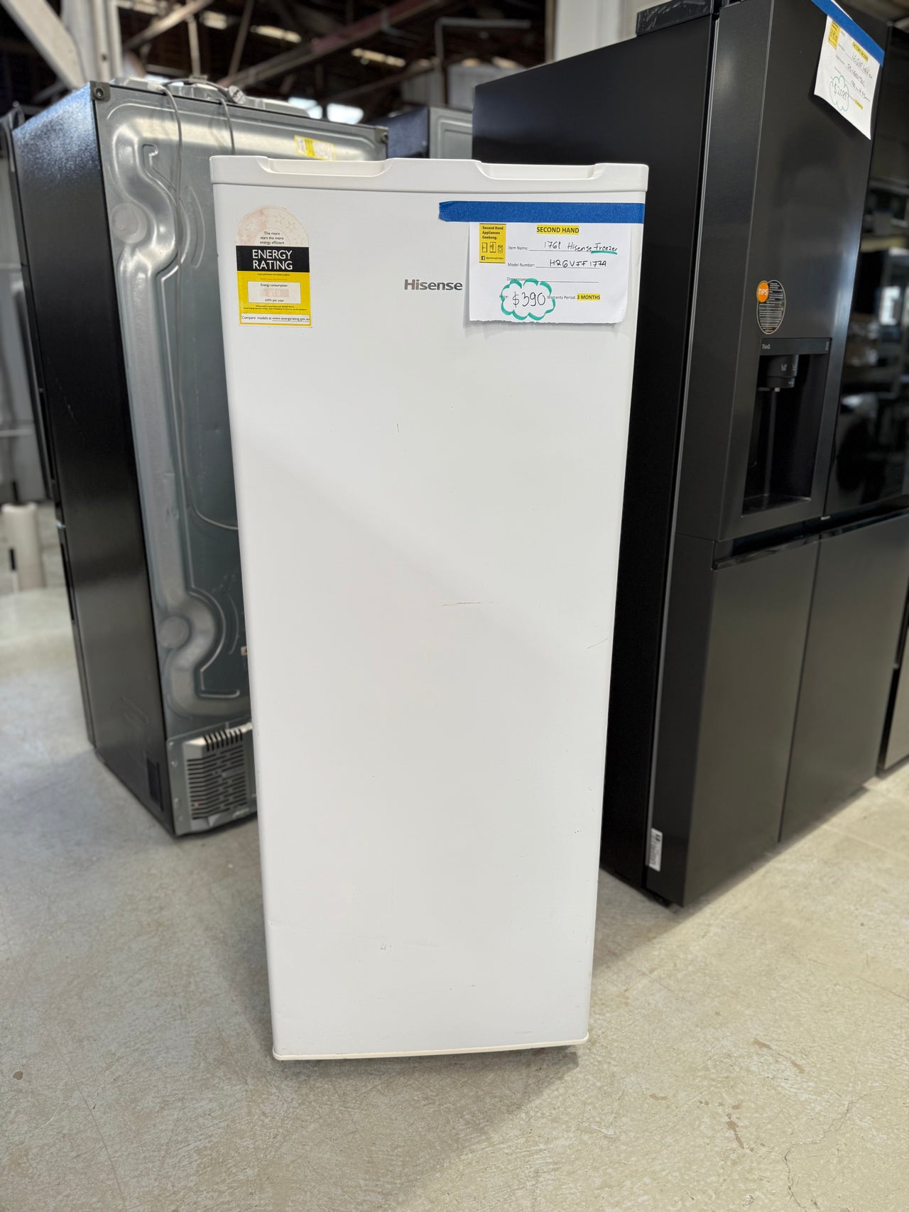 Second hand Hisense 1-DOOR WHITE FREEZER Model No. HR6VFF177A