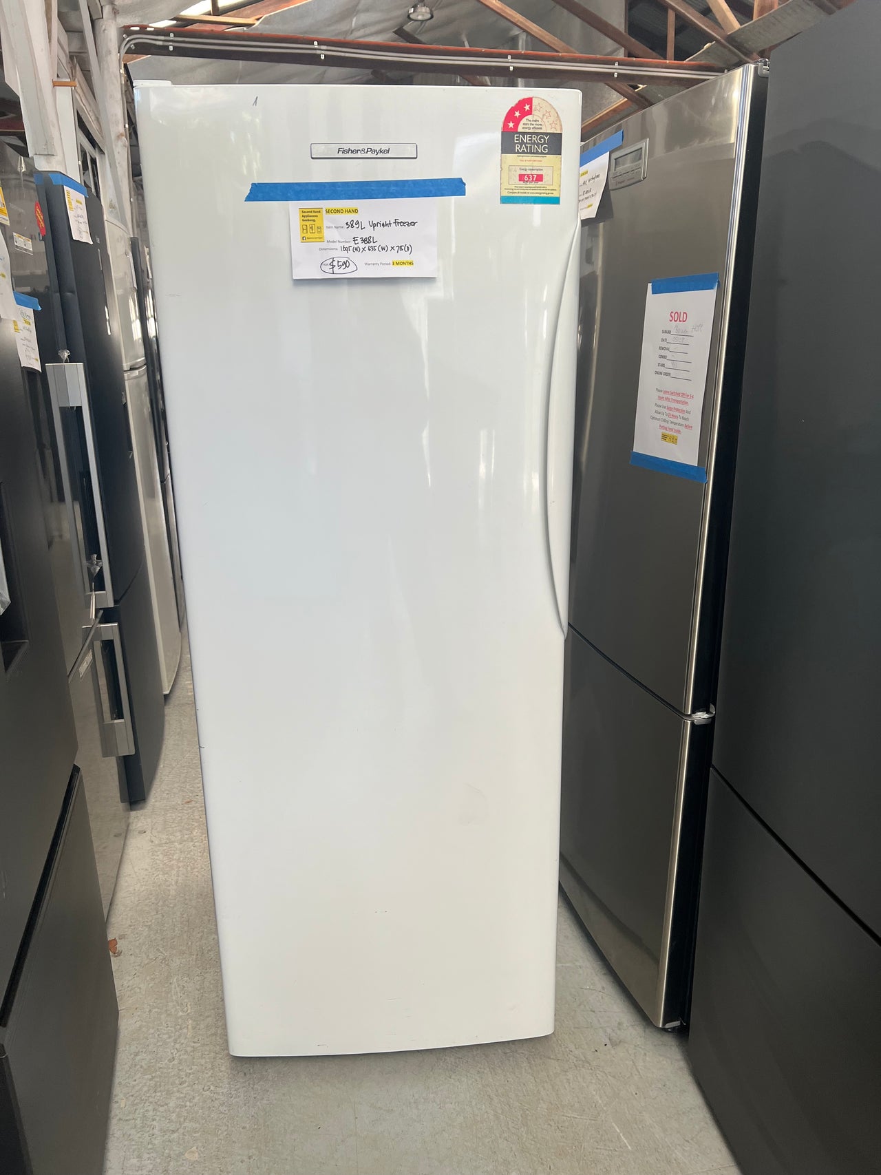 Second hand Fisher & Paykel E388LW 389L Upright Freezer - Second Hand Appliances Geebung