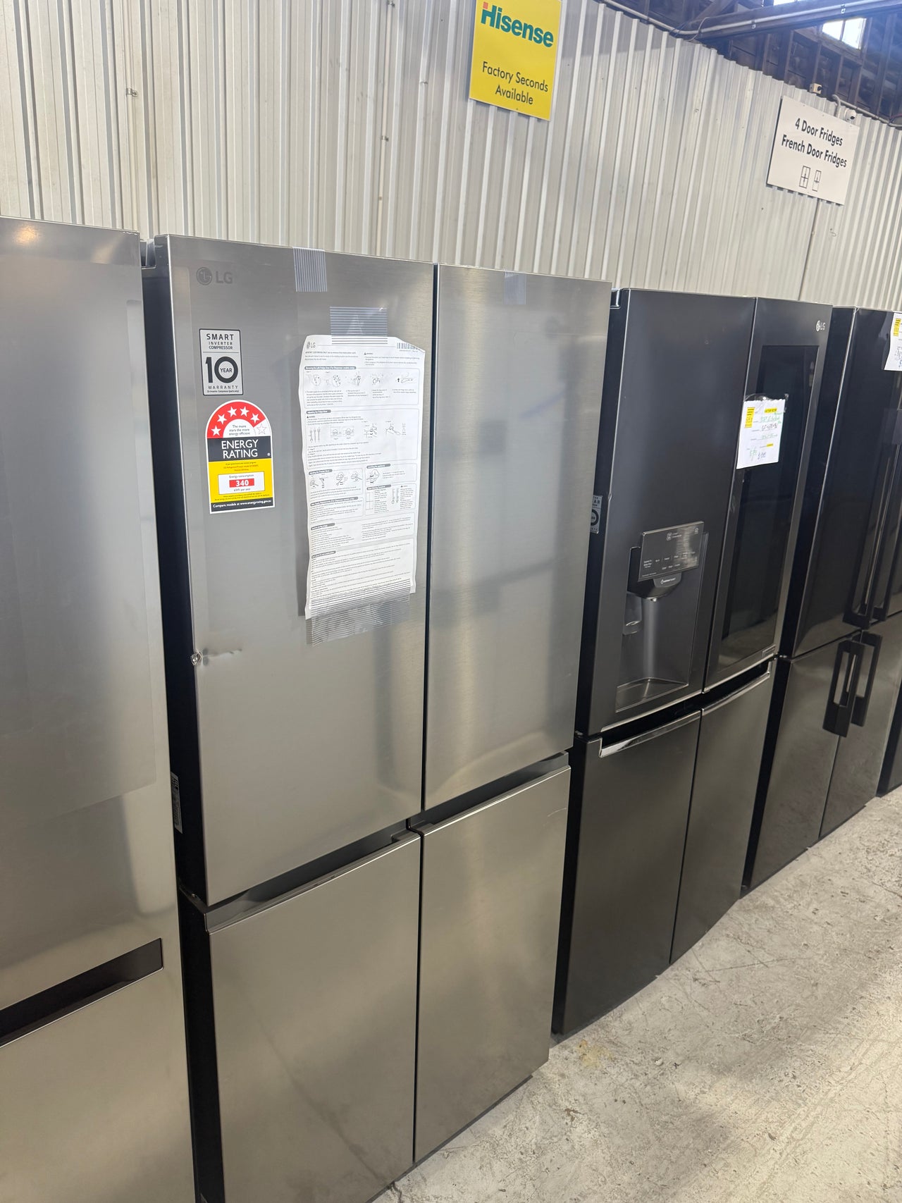 Transportation damaged LG 530l Slim French Door Refrigerator – Platinum Silver  Model: GF-B505PL
