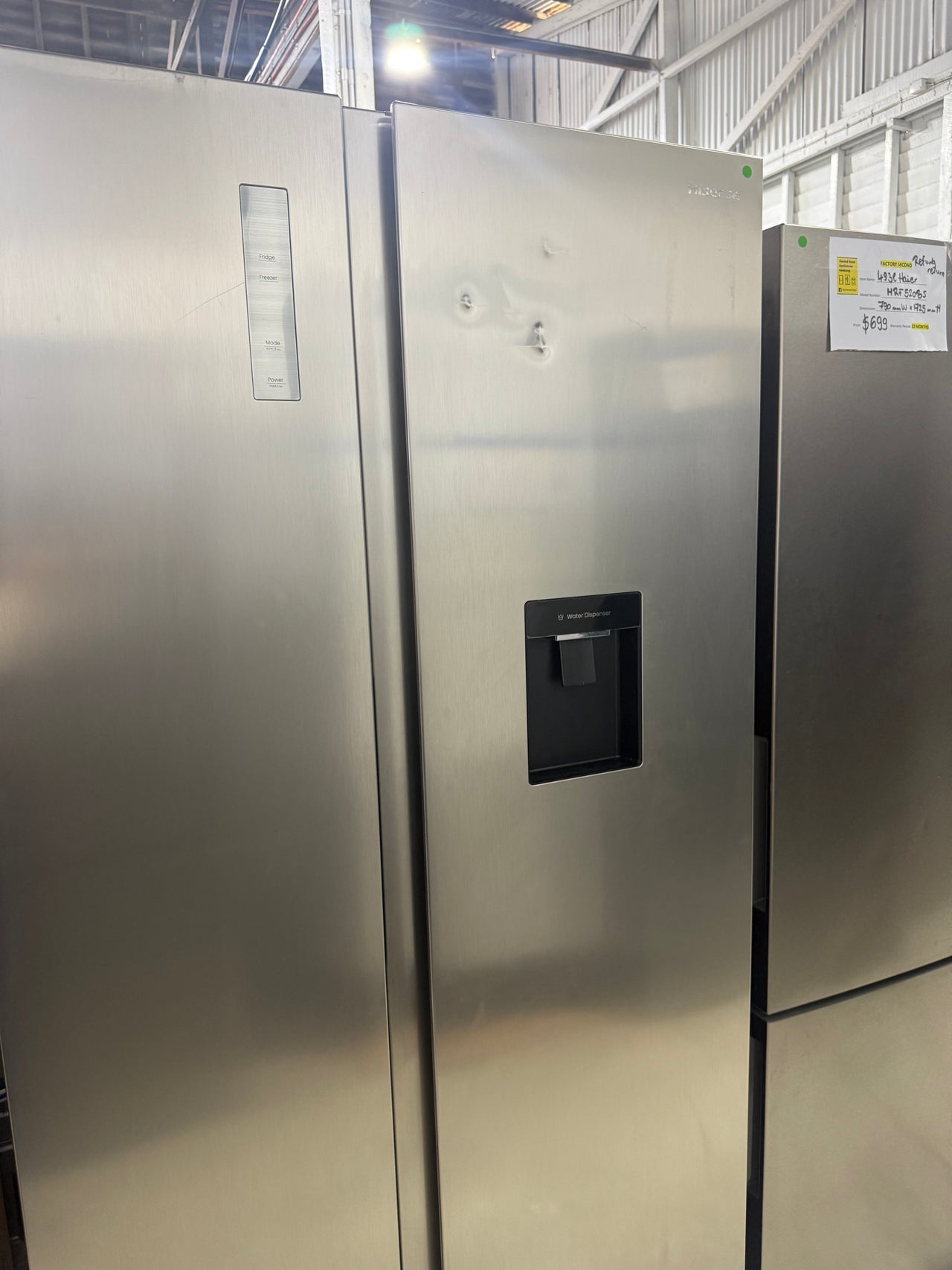 Factory second Hisense HRSBS540SW 541 L PureFlat Side-by-Side Refrigerator