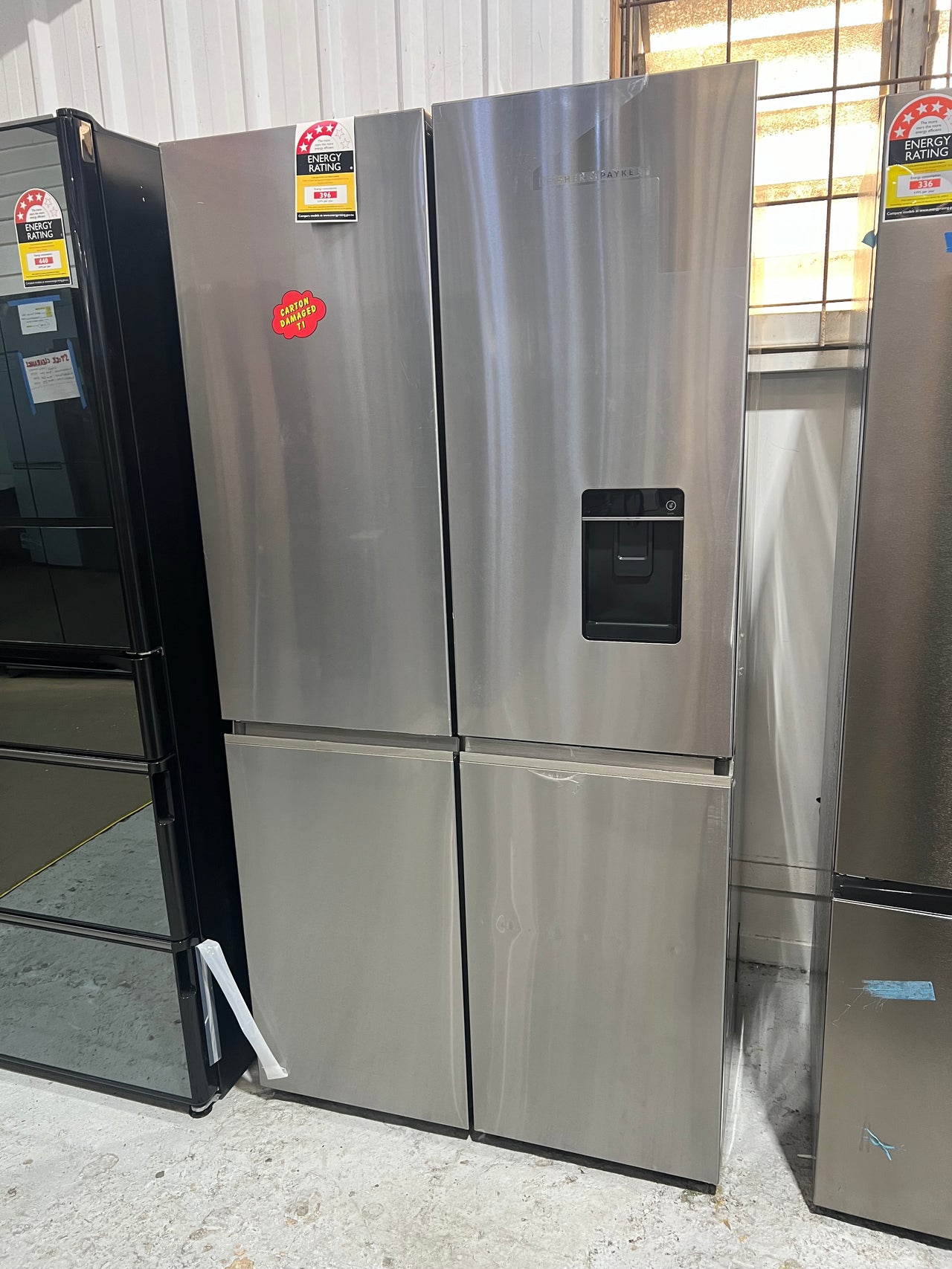 Transportation damaged Fisher & Paykel 538L Quad Door Refrigerator - Stainless Steel Model: RF605QNUVX1 - Second Hand Appliances Geebung