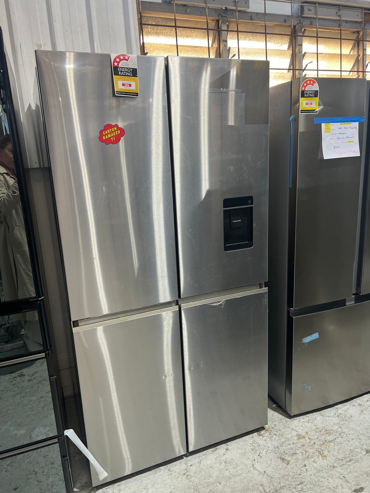 Transportation damaged Fisher & Paykel 538L Quad Door Refrigerator - Stainless Steel Model: RF605QNUVX1 - Second Hand Appliances Geebung