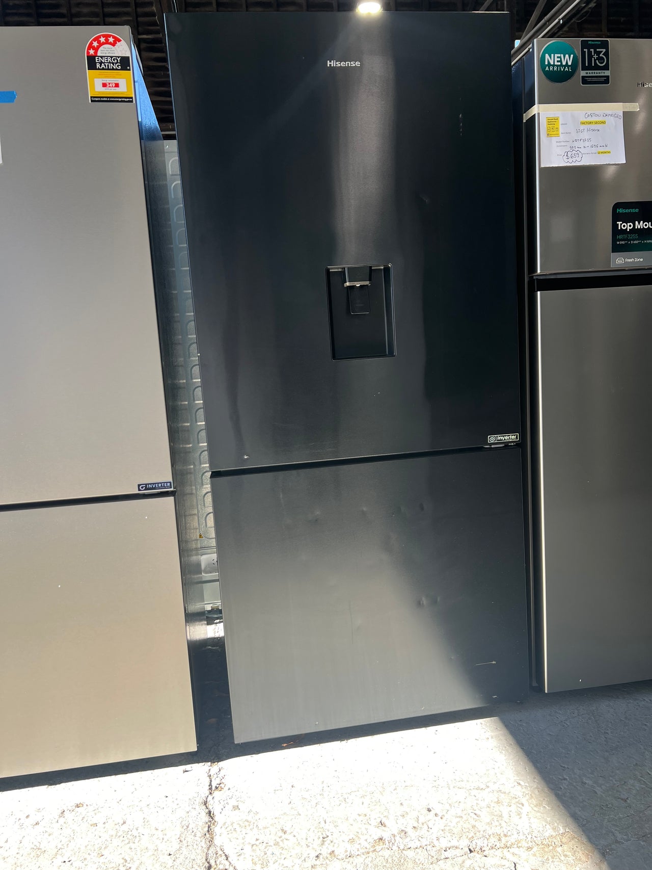 Factory Second Hisense 482L PureFlat Bottom Mount Refrigerator Model: HRBM482BW - Second Hand Appliances Geebung