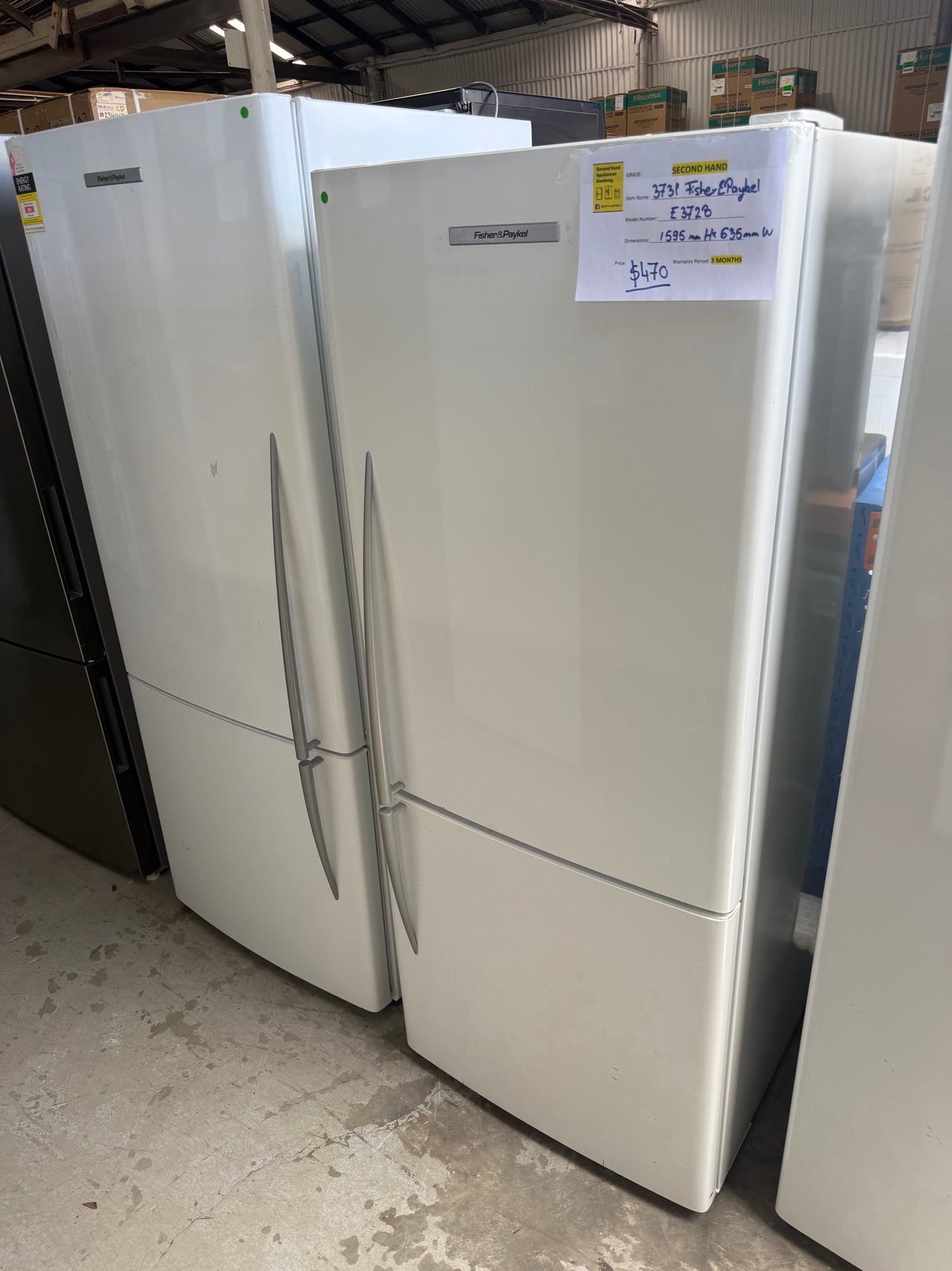 Second hand Fisher & Paykel E372B 373L Bottom Mount Fridge/Freezer – White