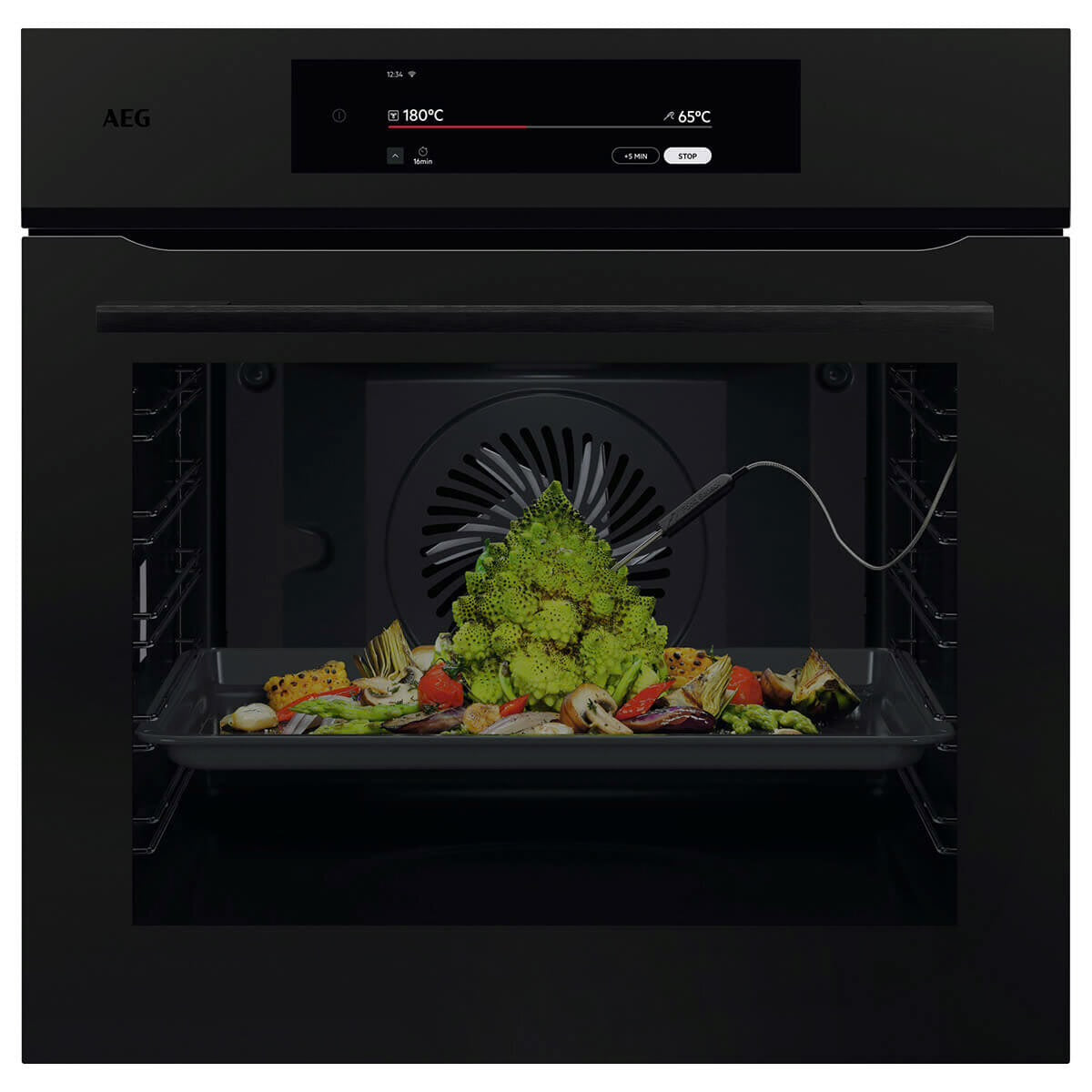 Factory second AEG 60cm 9000 Series Sense Cook Multifunction Oven - Matte Black NBT9P831AT