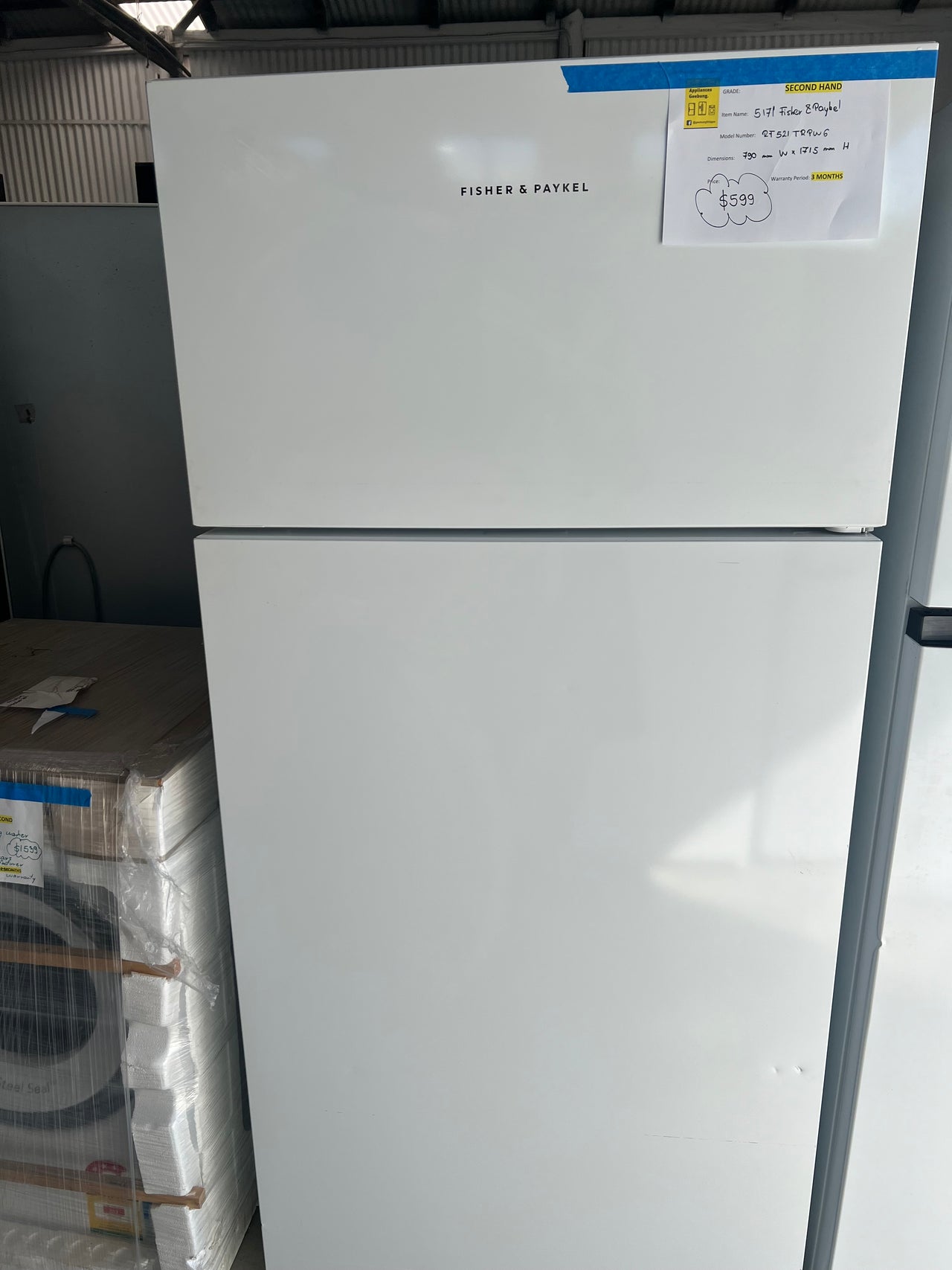 Second hand 517l Fisher&Paykel fridge freezer RF521TRPW6 - Second Hand Appliances Geebung