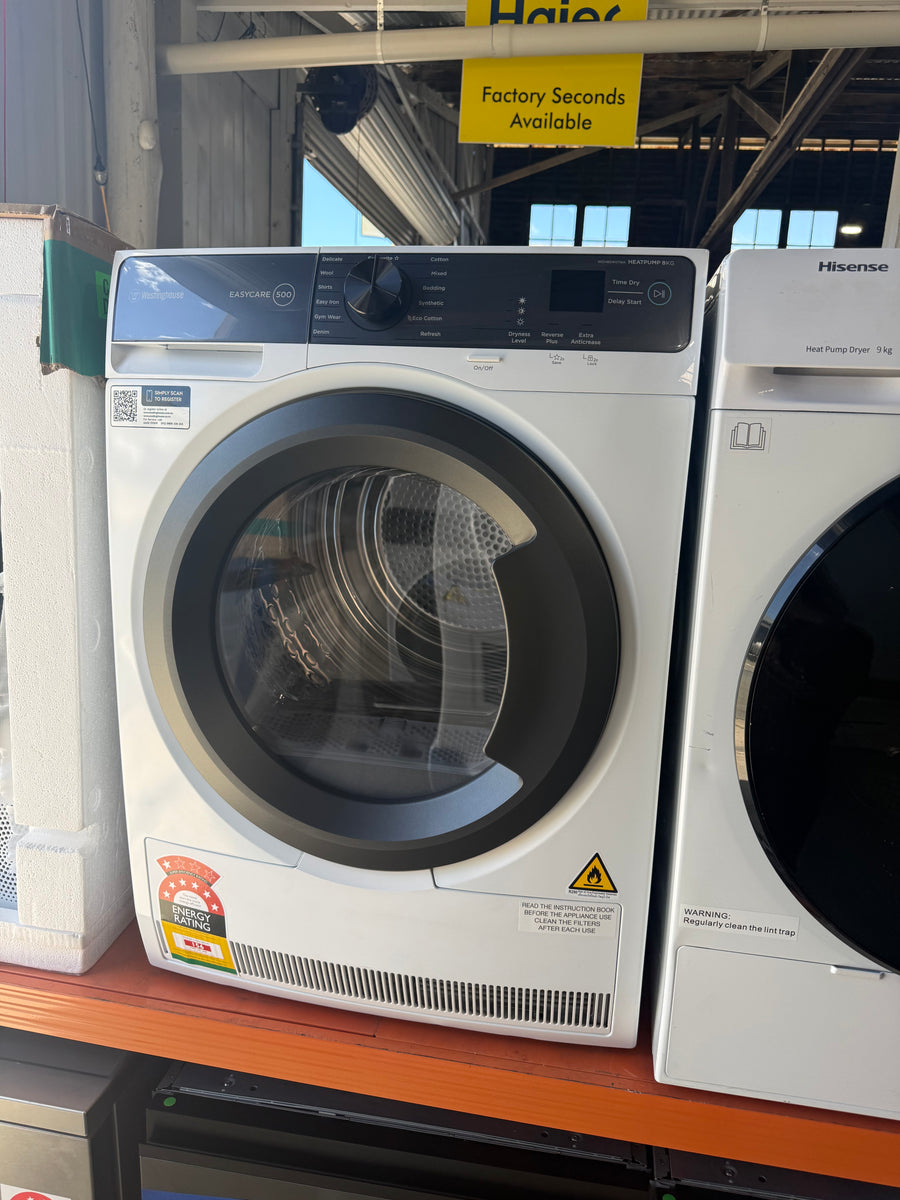 Factory second Westinghouse 8kg EasyCare 500 Heat Pump Dryer (WDH804N7WA)&nbsp; - Second Hand Appliances Geebung