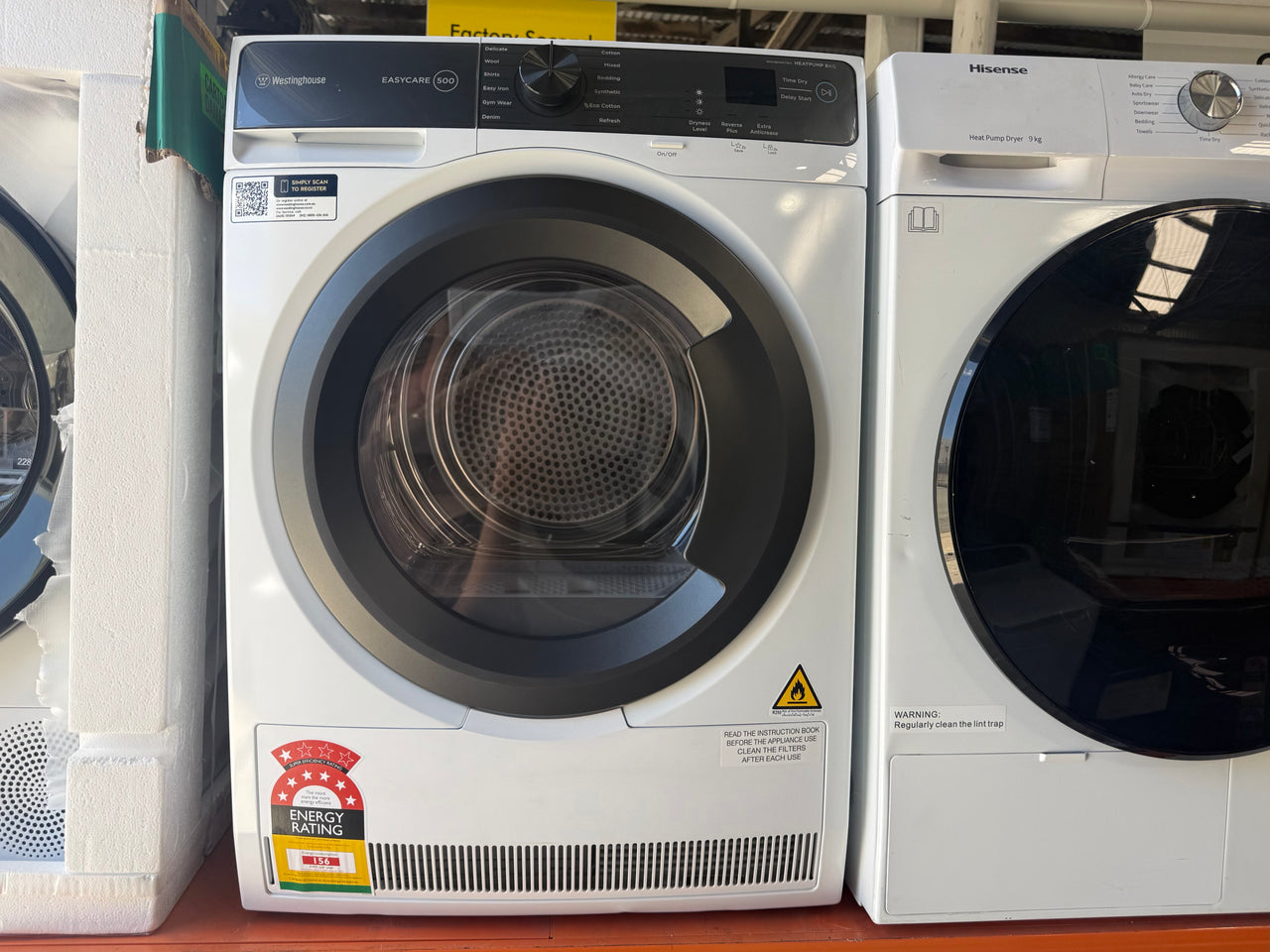 Factory second Westinghouse 8kg EasyCare 500 Heat Pump Dryer (WDH804N7WA)&nbsp; - Second Hand Appliances Geebung
