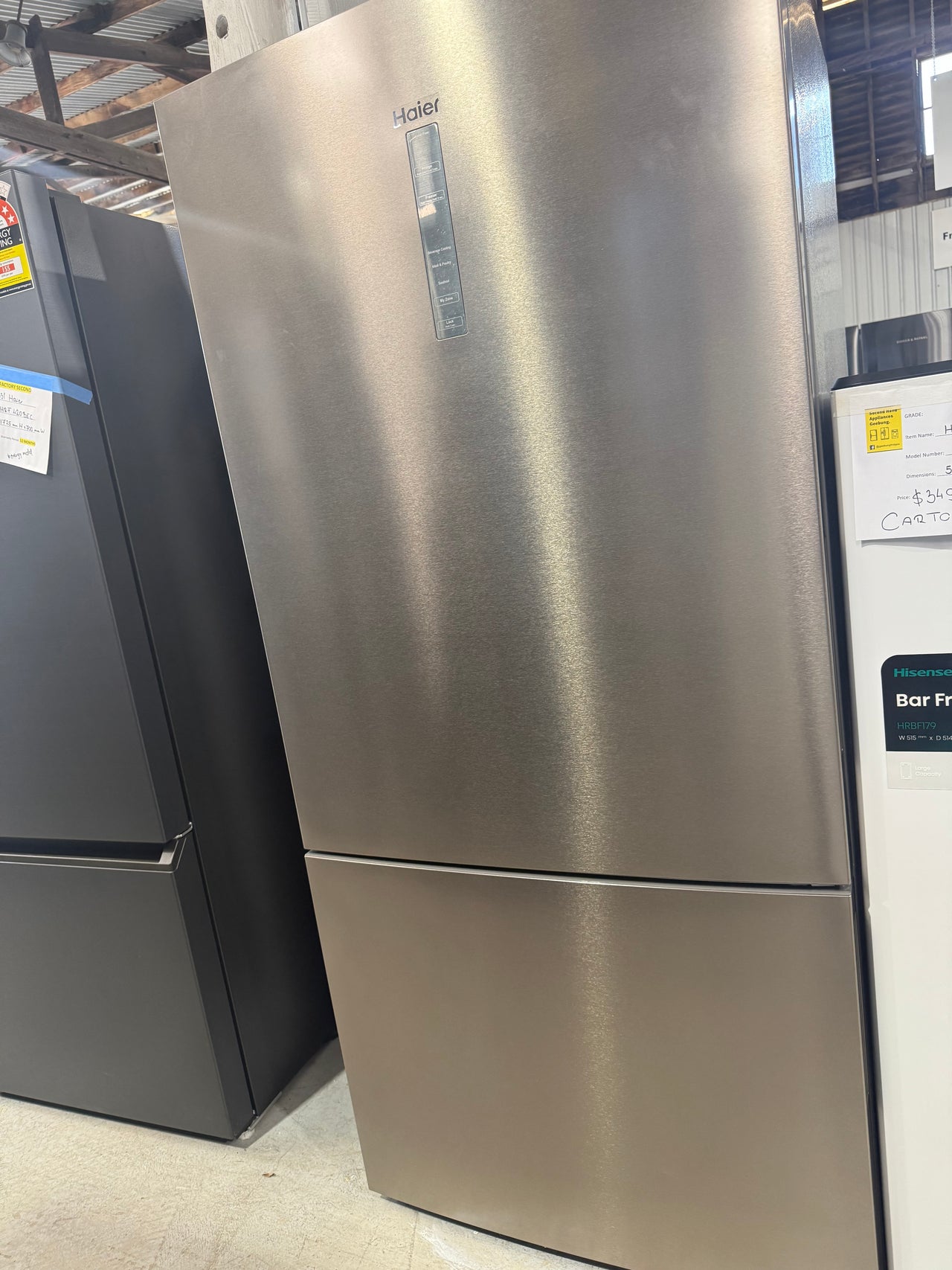 Factory second Haier HRF520BS 493 L Bottom-Mount Refrigerator — Satina Finish - Second Hand Appliances Geebung