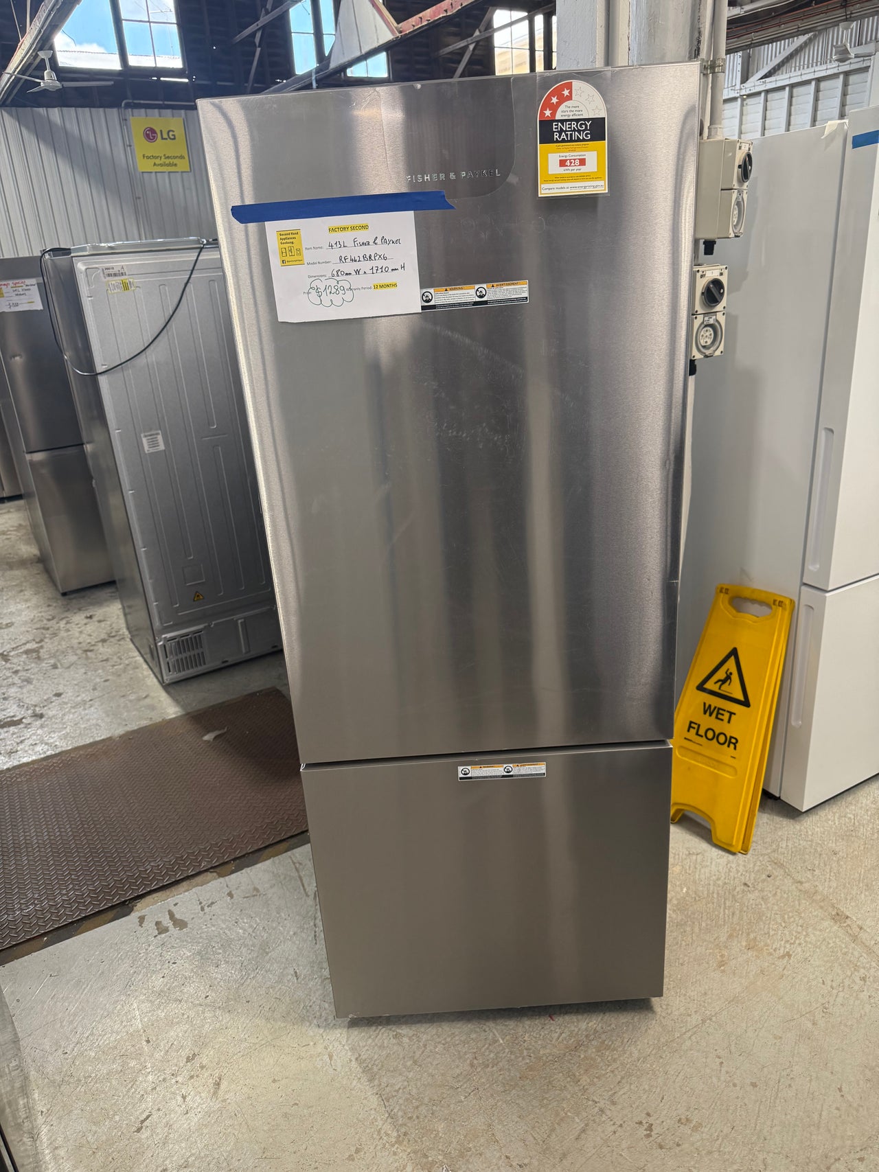 Factory second Fisher & Paykel 413L Bottom Mount Fridge Model: RF442BRPX6 - Second Hand Appliances Geebung