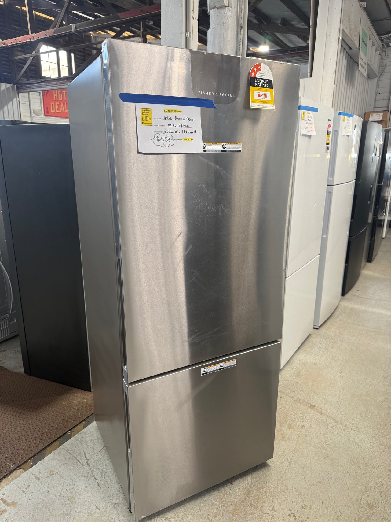 Factory second Fisher & Paykel 413L Bottom Mount Fridge Model: RF442BRPX6 - Second Hand Appliances Geebung