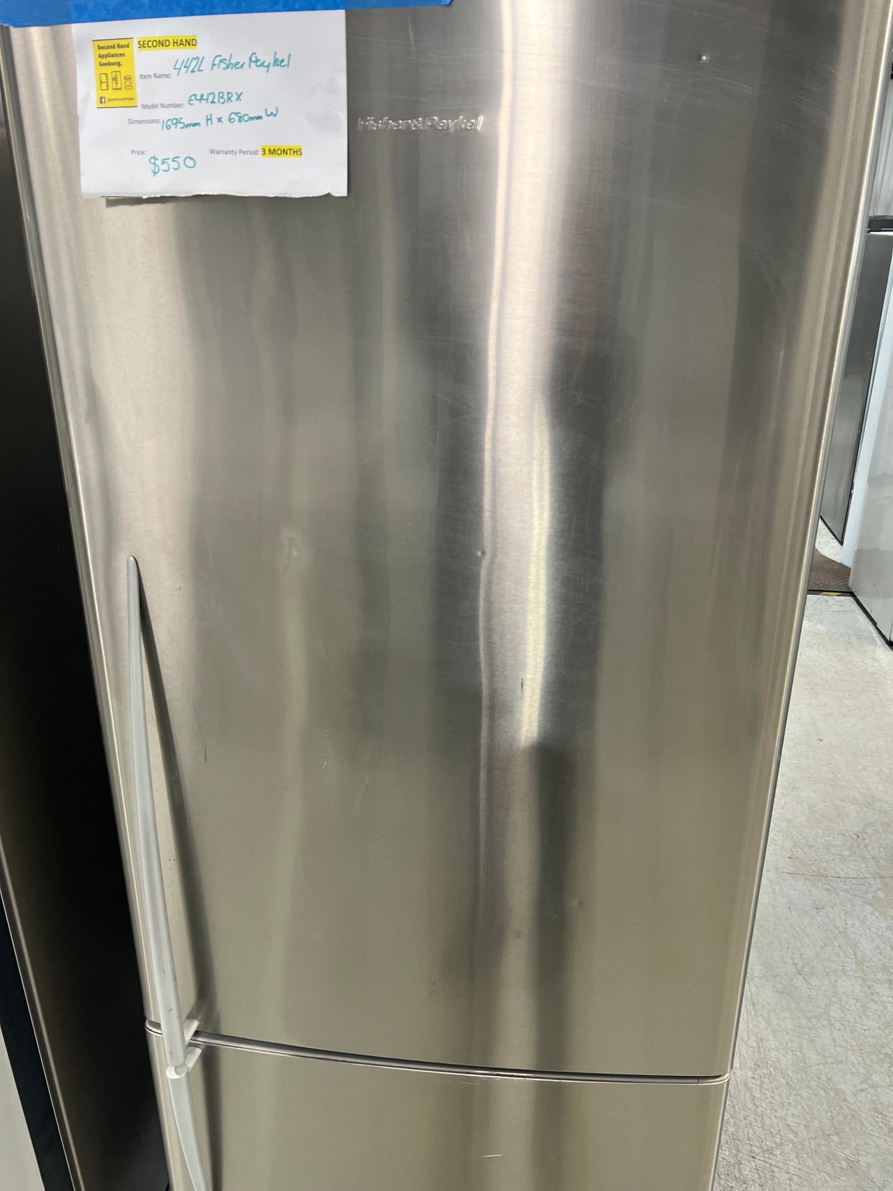 Second hand 442L Fisher &Paykel Fridge Model: E442BRX - Second Hand Appliances Geebung