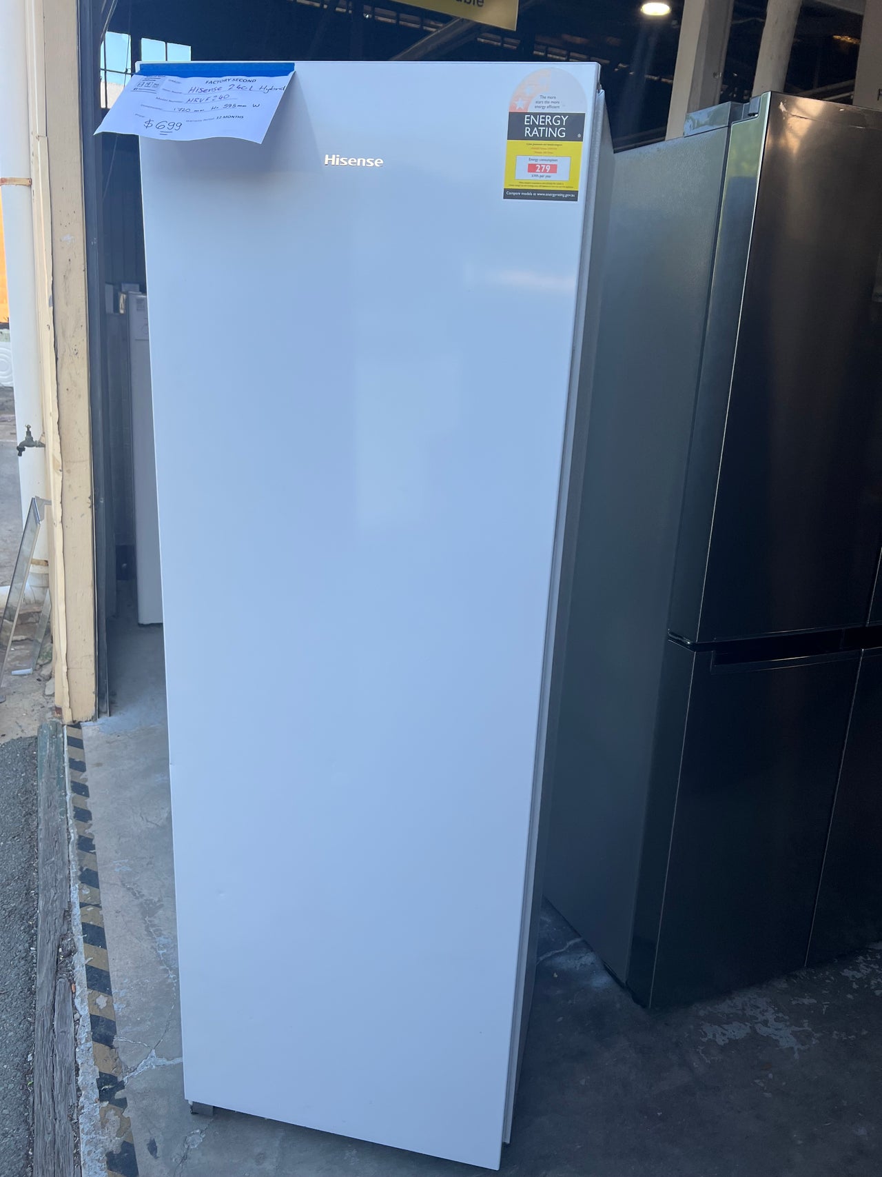 Factory second Hisense 240L Upright Hybrid Fridge Freezer White Model: HRVF240