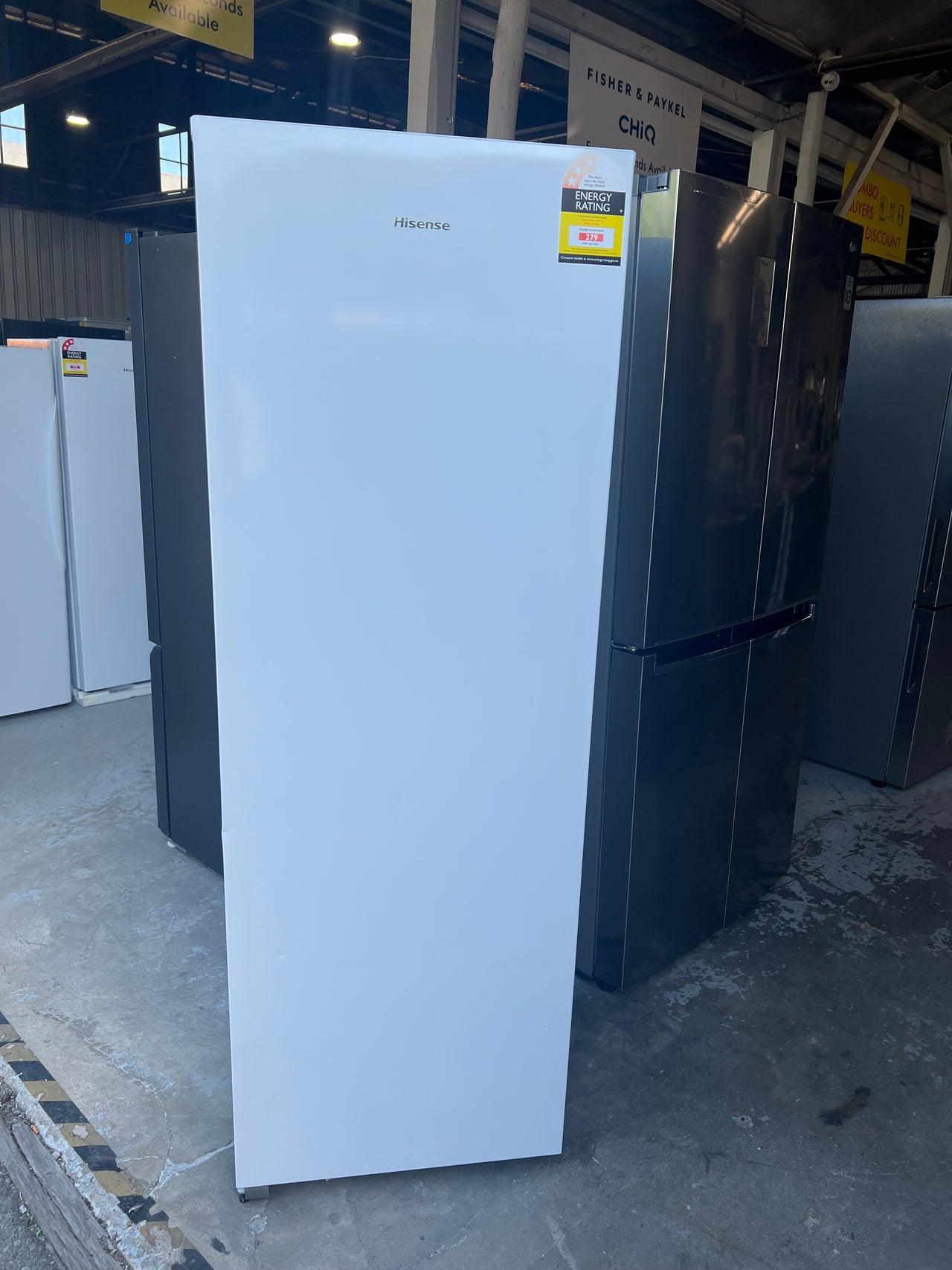 Factory second Hisense 240L Upright Hybrid Fridge Freezer White Model: HRVF240