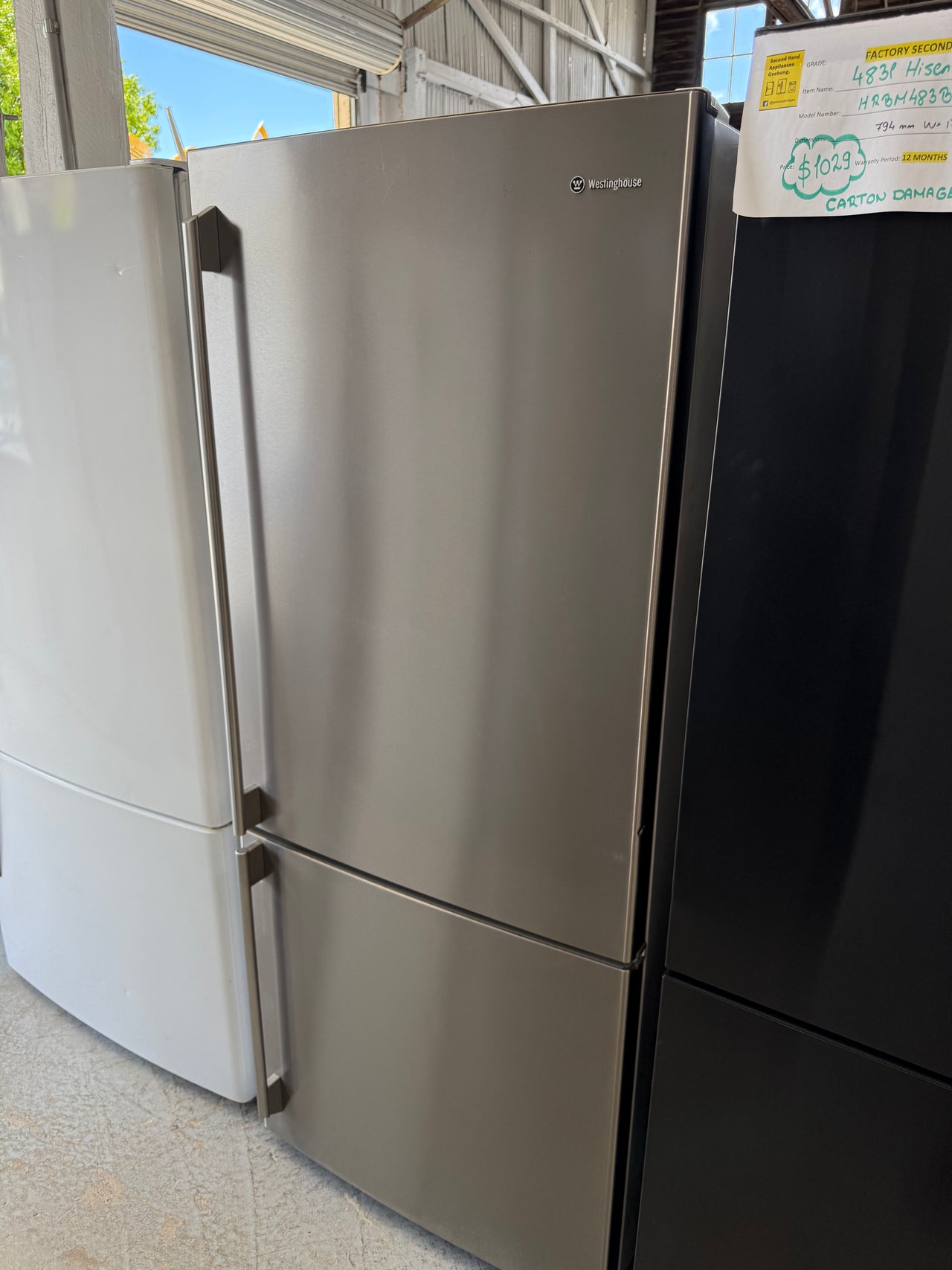 Second hand Westinghouse WBM4300WBR 430-litre bottom mount refrigerator