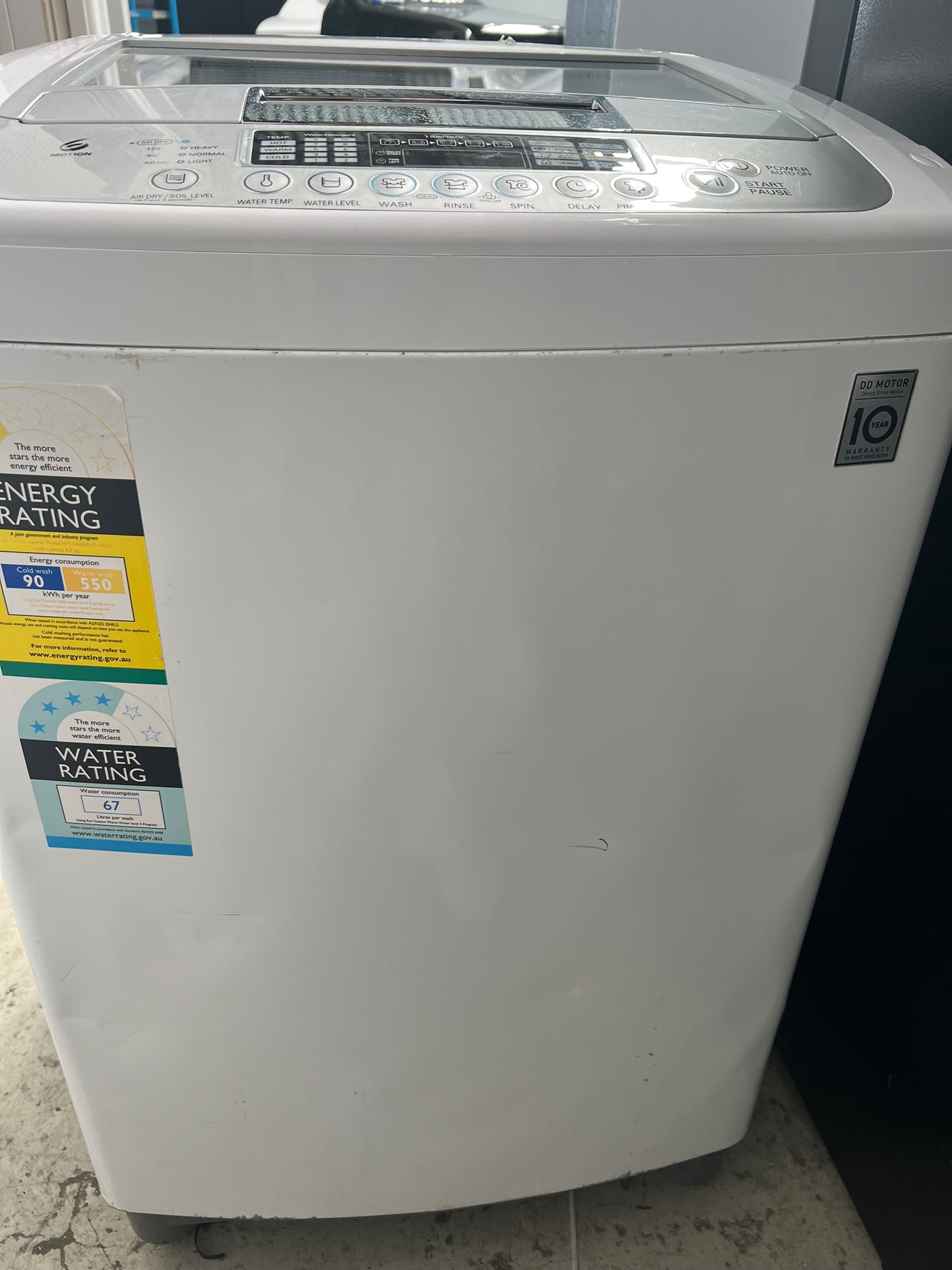 Second hand 6.5kg Top Load LG Washing Machine WTH650