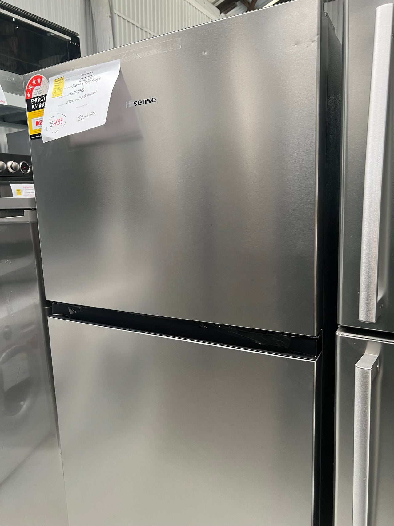 Factory Second Hisense HRTF424S 424L Top Mount Fridge (Stainless Steel ...