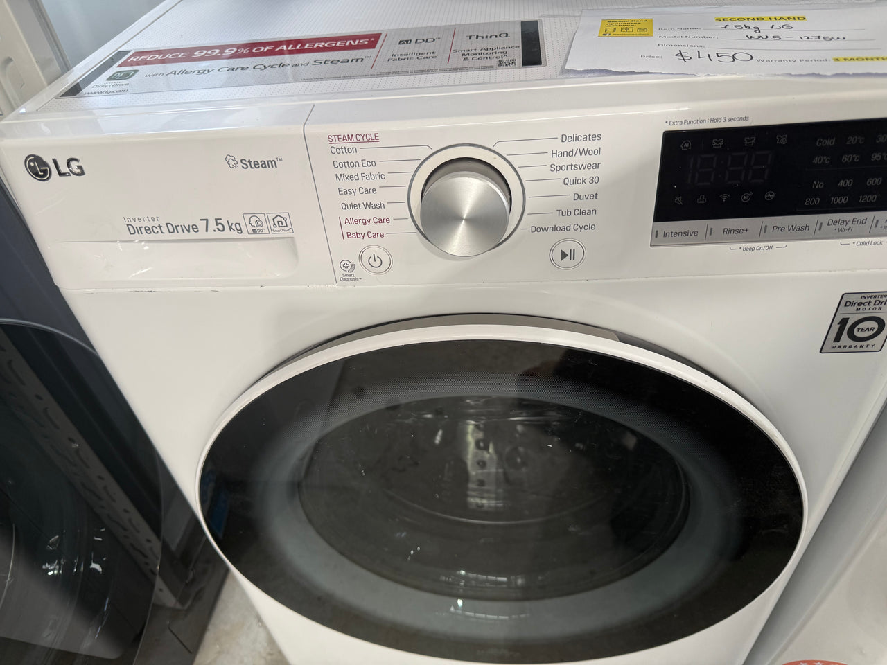 Second hand LG 7.5kg Front Load Washing Machine WV5-1275W