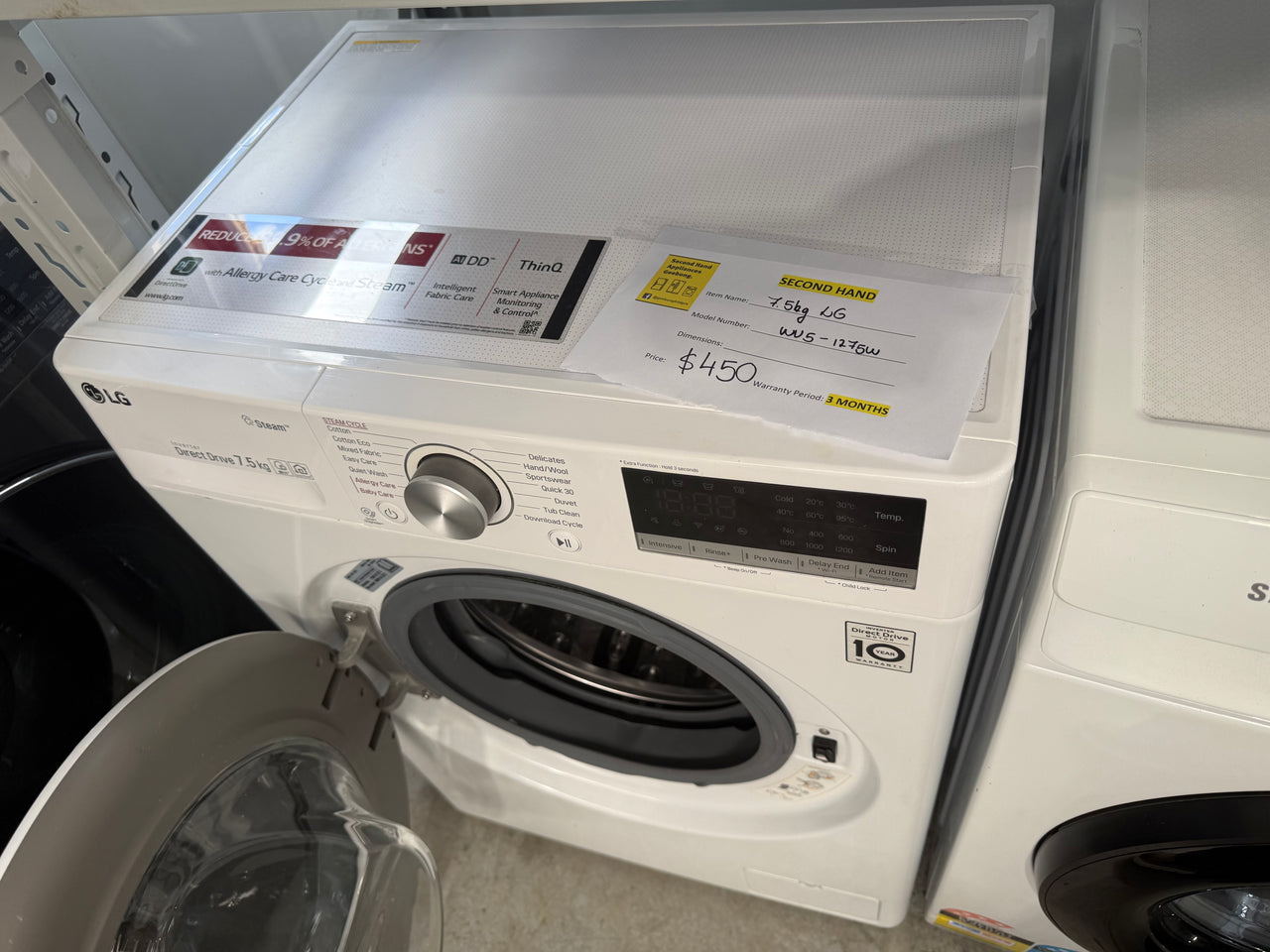 Second hand LG 7.5kg Front Load Washing Machine WV5-1275W