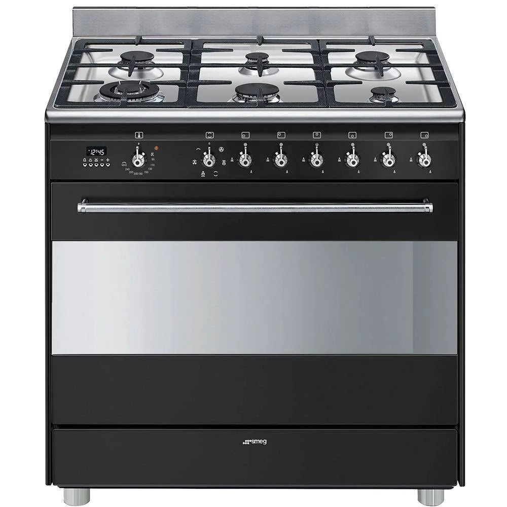 Transportation damaged Smeg 90cm Dual Fuel Upright Cooker Anthracite FS9606AS-1 - Second Hand Appliances Geebung