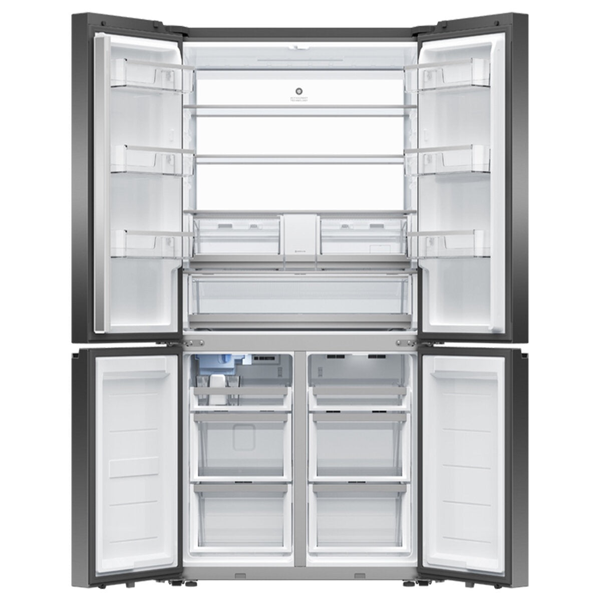 Factory second Fisher & Paykel RF730QNUVB1 690 L Quad Door Refrigerator – Black Stainless Steel with Ice & Water