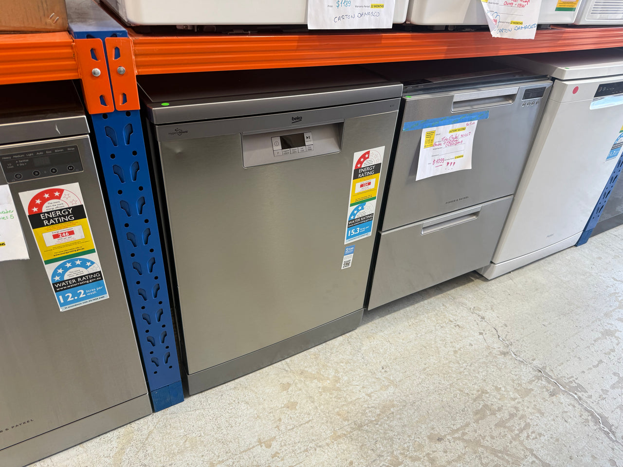 Transportation damaged Beko BDFB1410X 14-Place Freestanding Dishwasher (Stainless Steel) - Second Hand Appliances Geebung