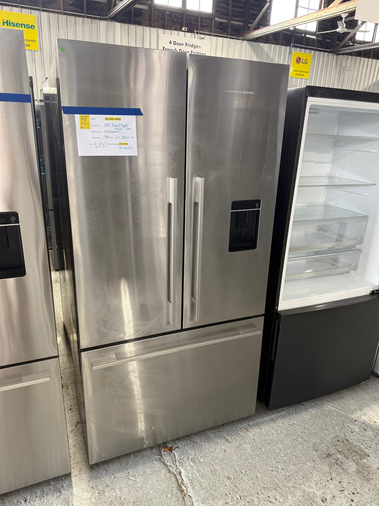 Second Hand Fisher & Paykel RF610ADUX5 569L French Door Fridge with Ice & Water - Second Hand Appliances Geebung