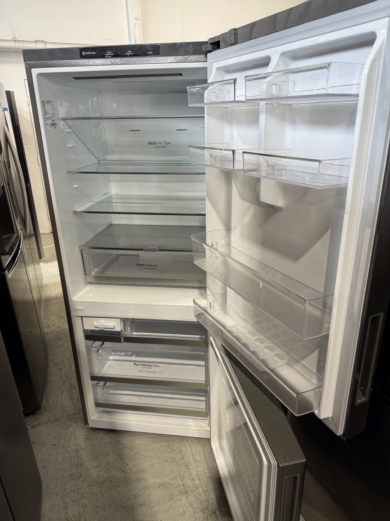 Factory second LG 420L Bottom Mount Fridge Stainless Steel GB-455PL