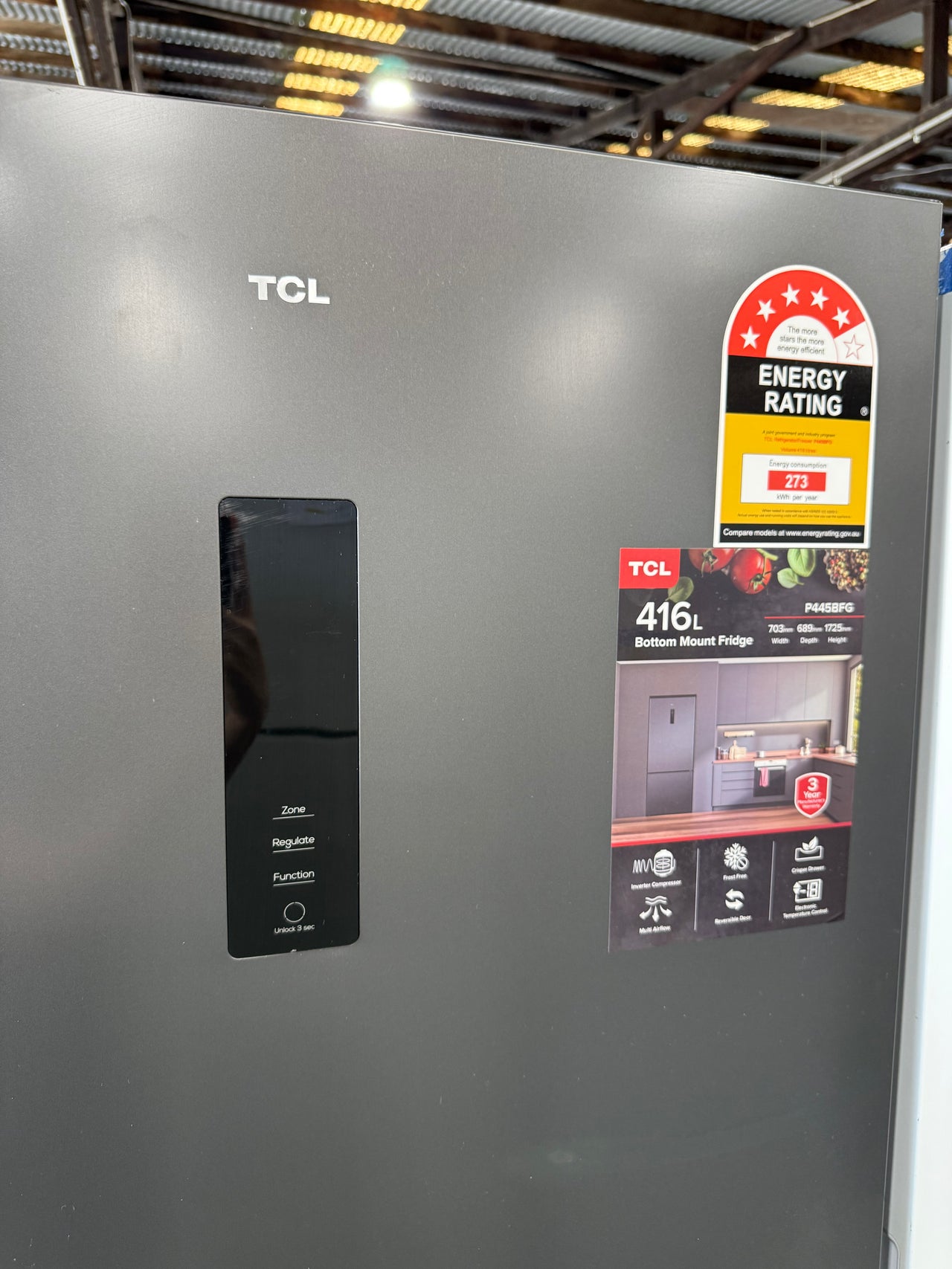 Factory second TCL 416 L Bottom-Mount Fridge – Model P445BFG