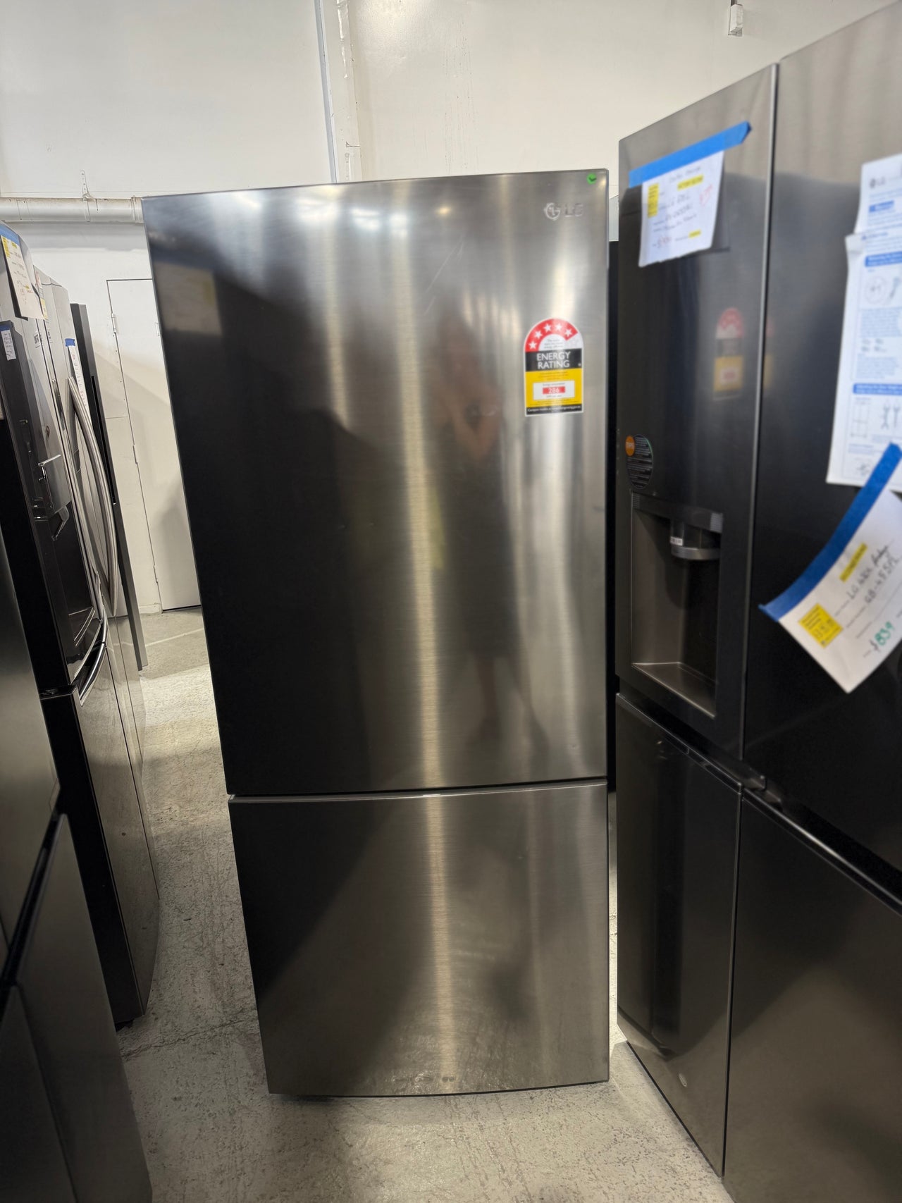 Factory second LG 420L Bottom Mount Fridge Stainless Steel GB-455PL