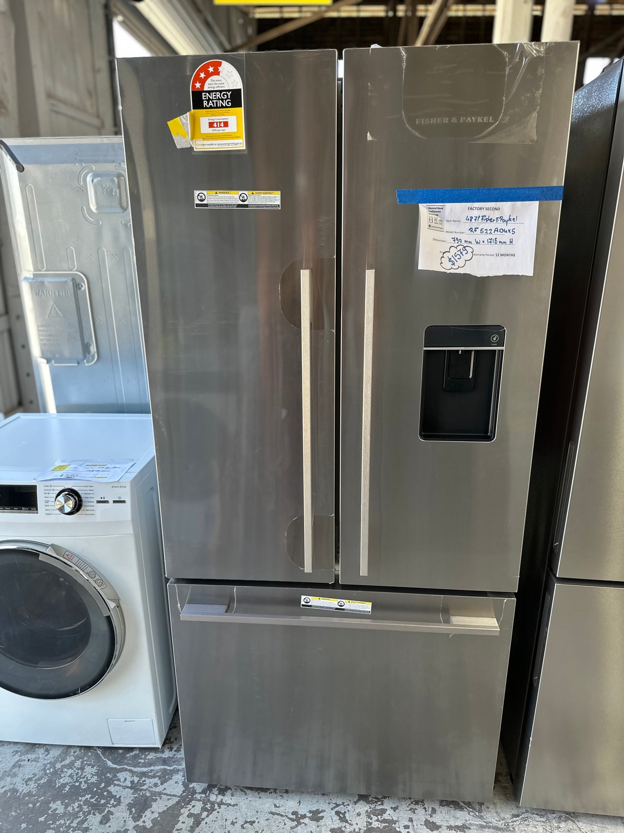 Factory second Fisher & Paykel 487L French Door Refrigerator Model: RF522ADUX5 - Second Hand Appliances Geebung