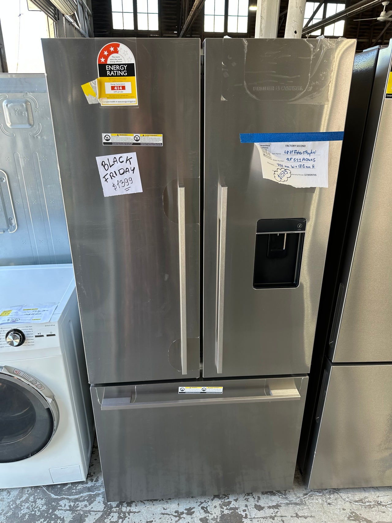 Factory second Fisher & Paykel 487L French Door Refrigerator Model: RF522ADUX5 - Second Hand Appliances Geebung