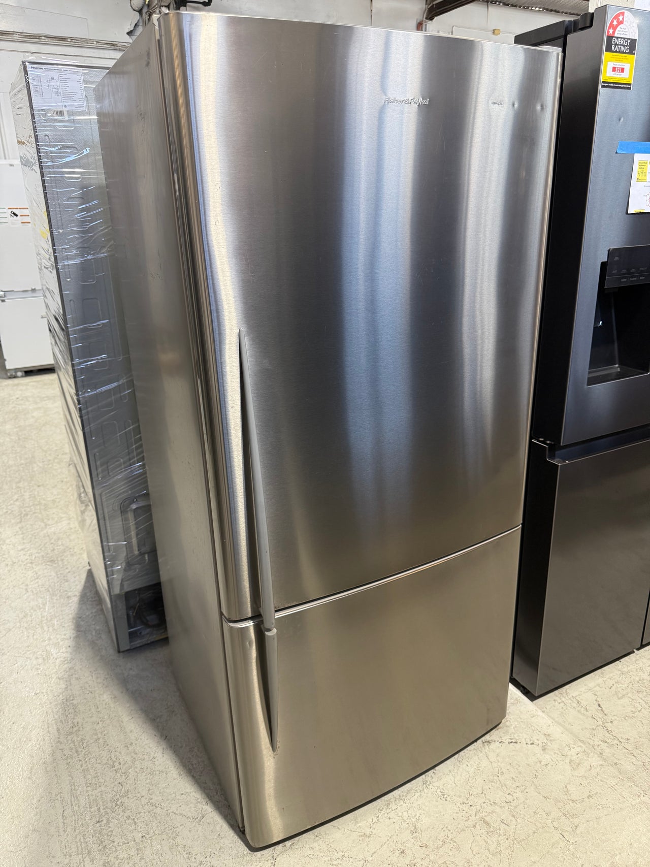 Second hand Fisher & Paykel 519L Bottom Mount Fridge Model: E522BRX