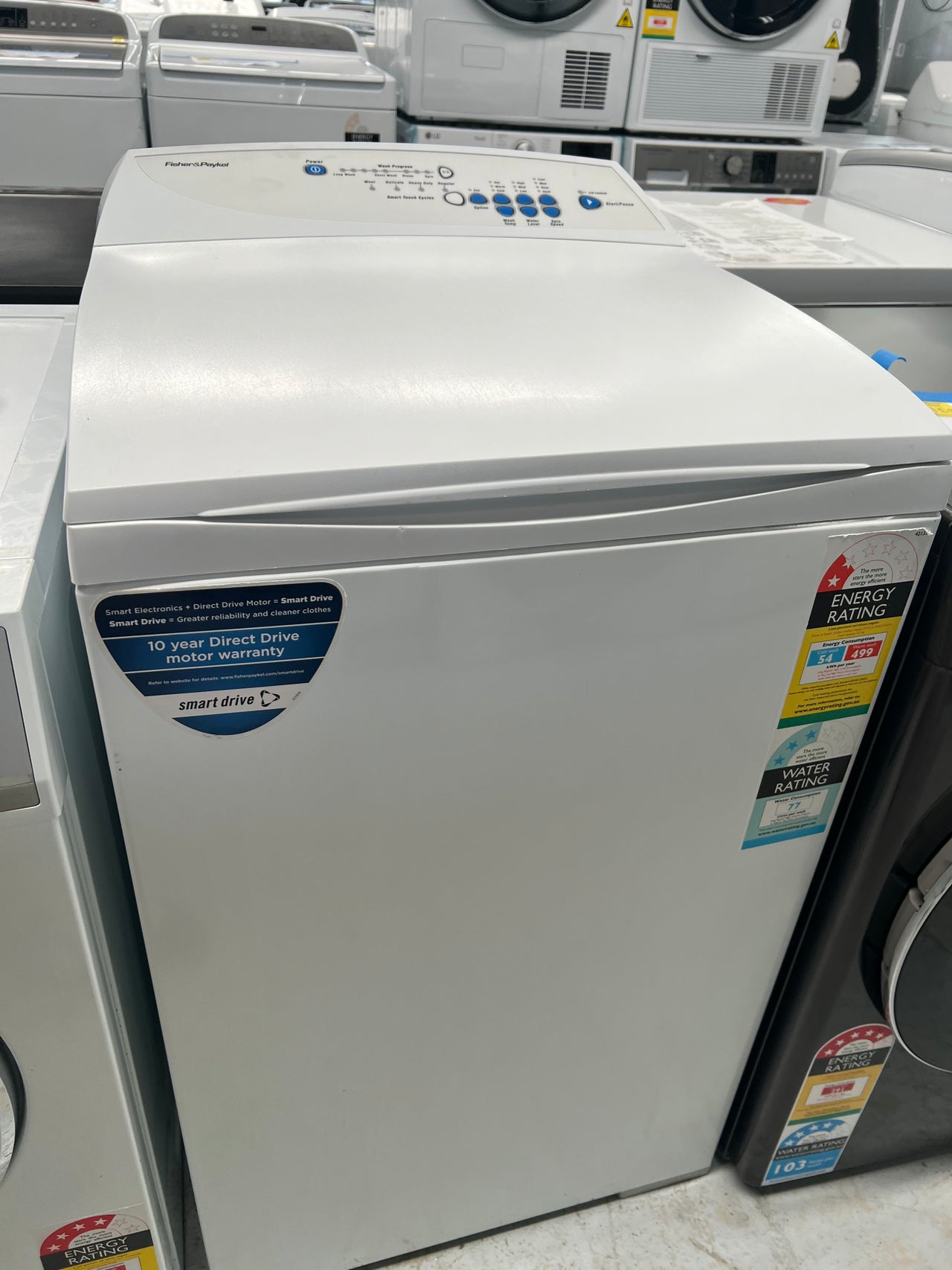 Second hand 5.5kg Top Load Fisher & Paykel Washing Machine Model: MW512 - Second Hand Appliances Geebung outside