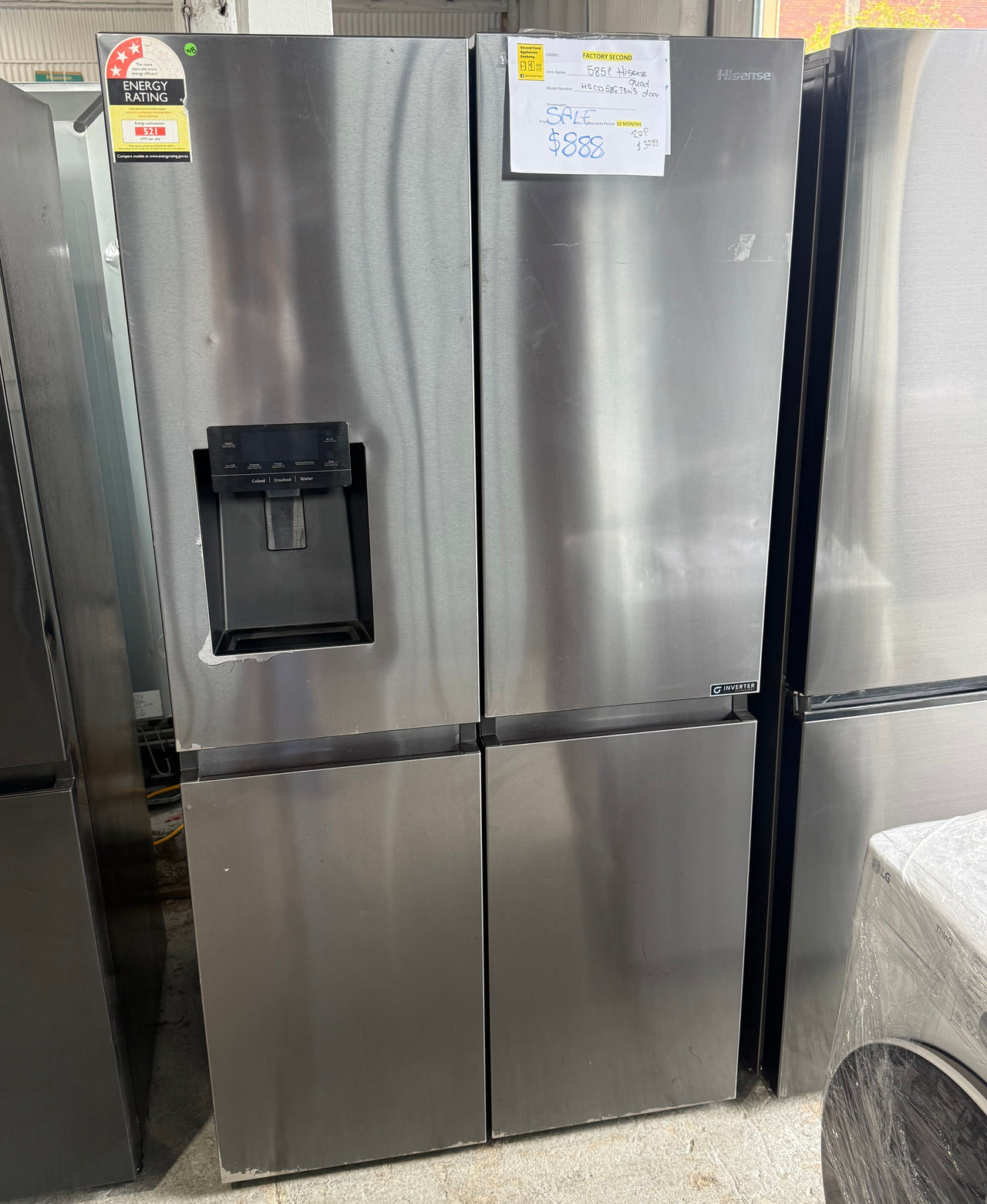 Factory second Hisense 585L PureFlat Eclipse French Door Fridge – HRCD586TBWB