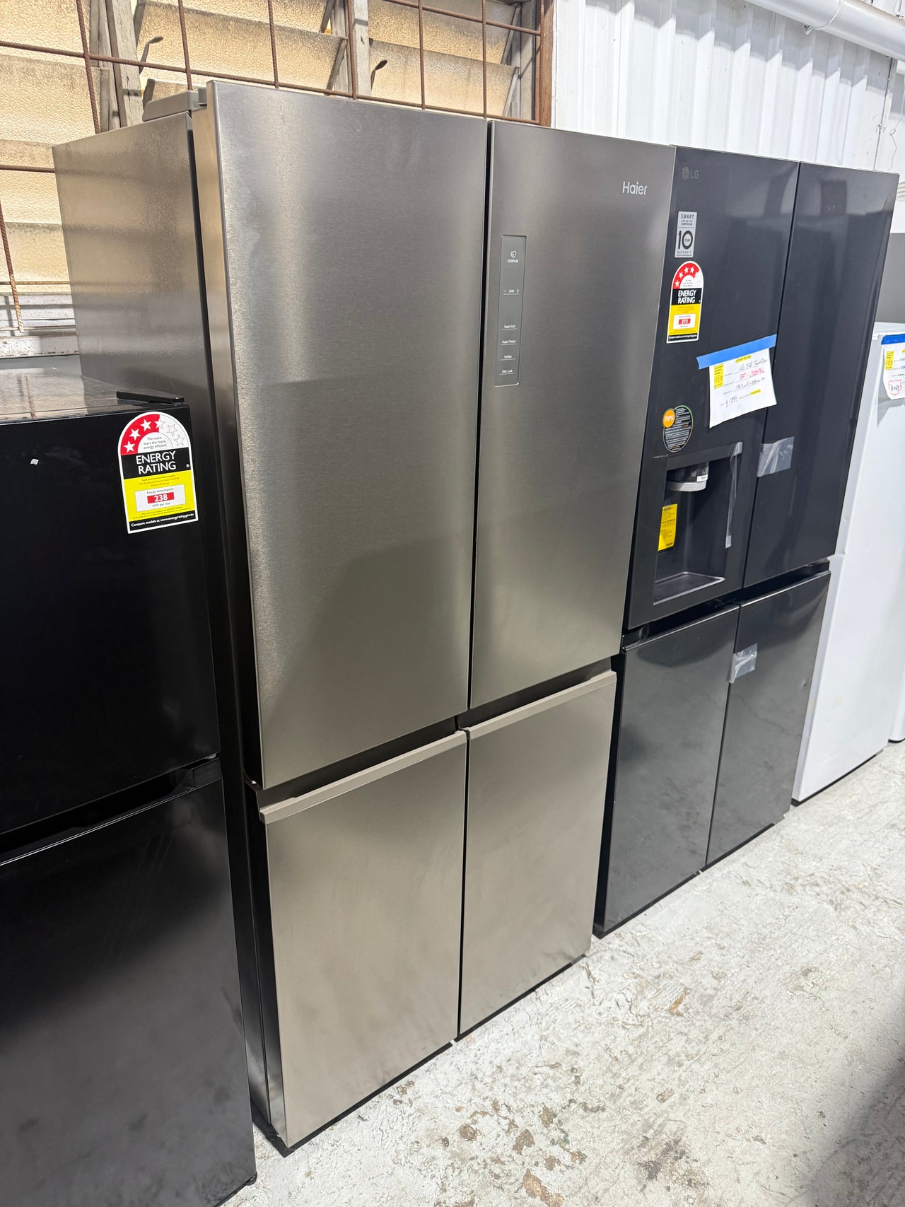 Factory second Haier 463L Quad Door Refrigerator Stainless Steel Model: HRF530YS