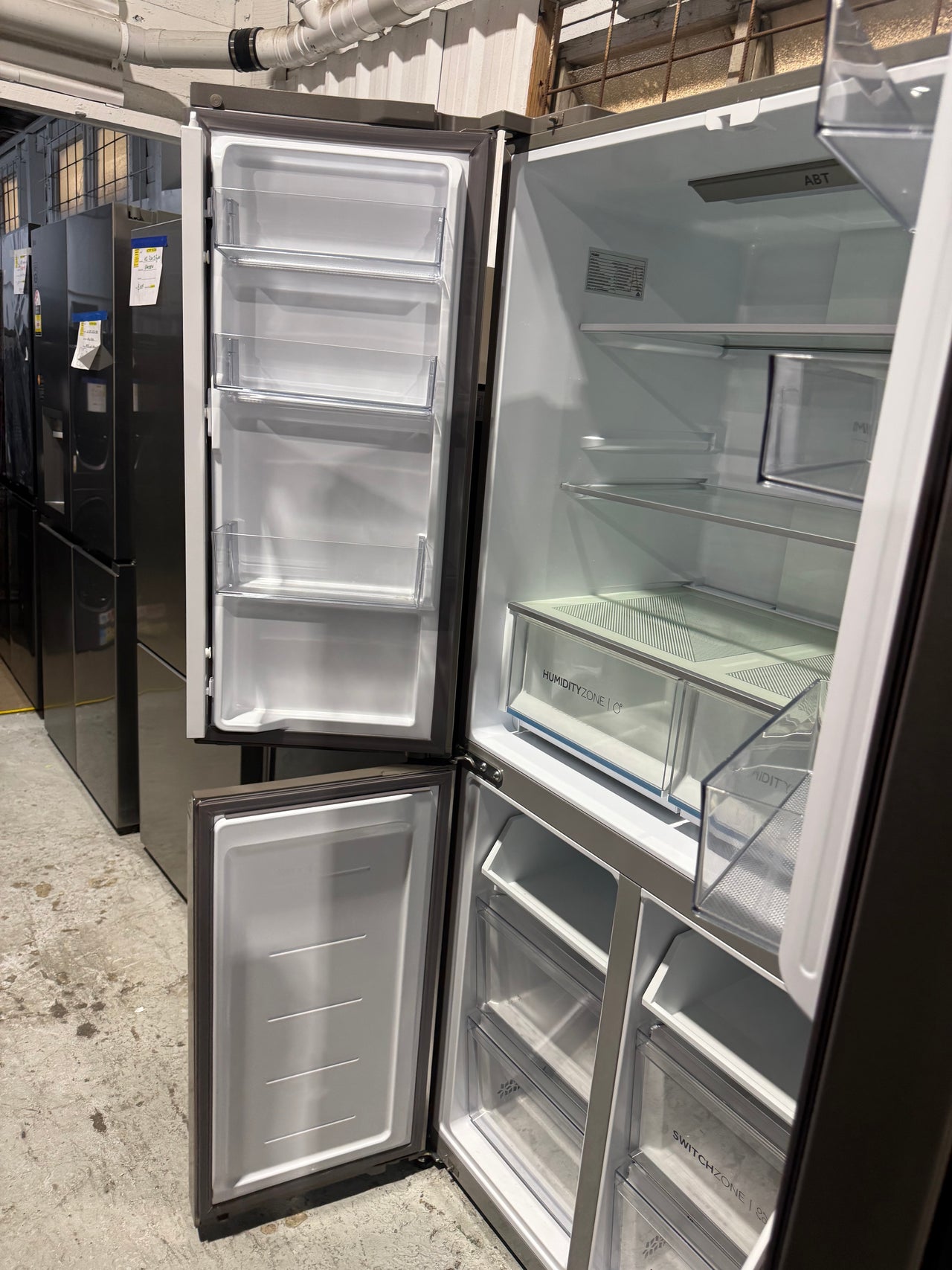 Factory second Haier 463L Quad Door Refrigerator Stainless Steel Model: HRF530YS