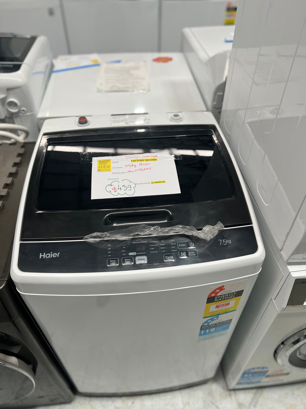 Factory second Haier HWT75AA1 7.5kg Top Load Washing Machine