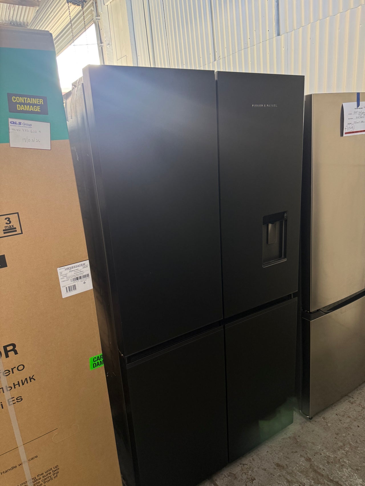 Second hand Fisher & Paykel 605L Quad Door Refrigerator with Variable Temperature Zone – Black Glass RF605QZUVB1