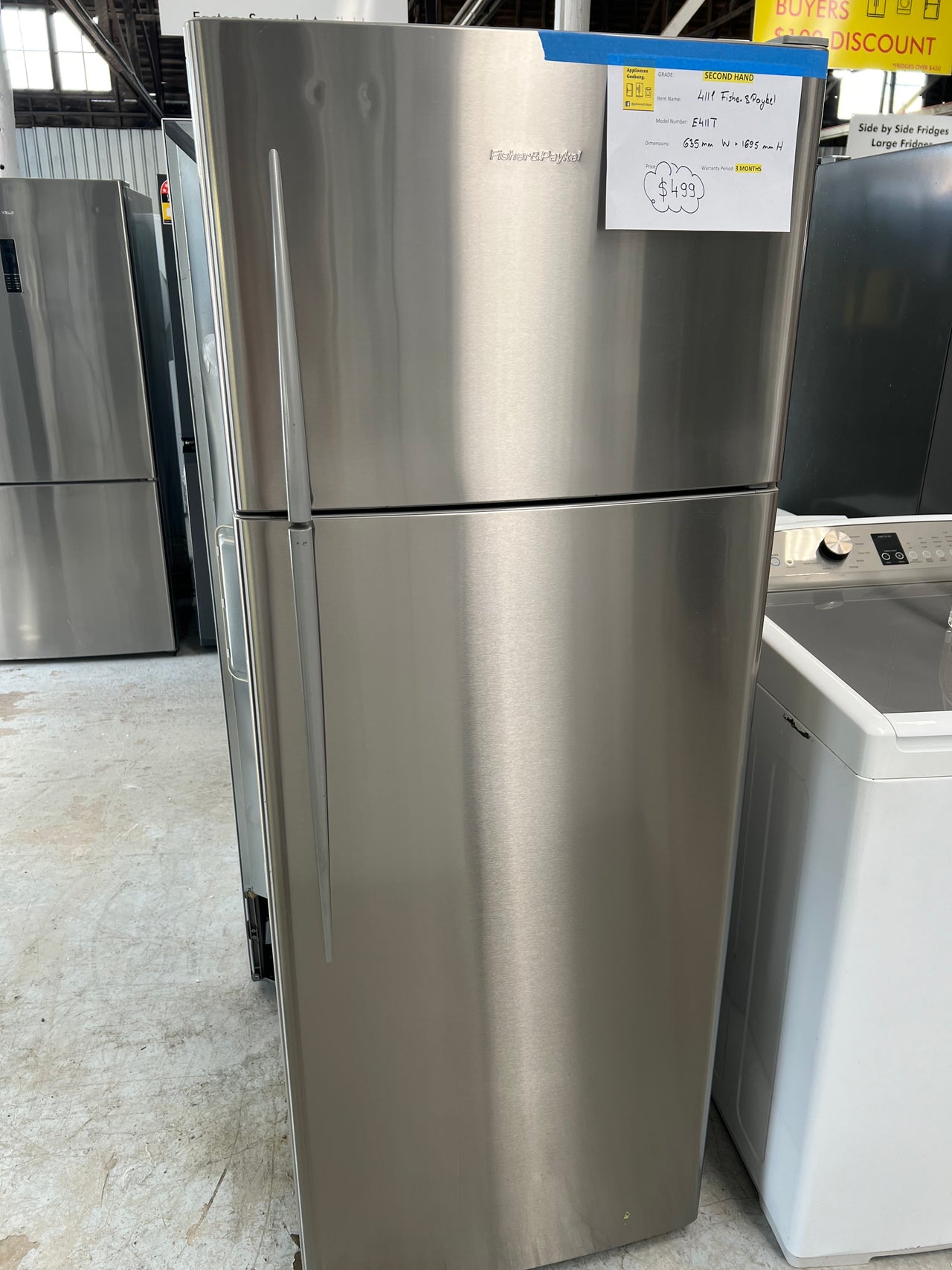 Second hand Fisher & Paykel E411T 411L ActiveSmart Top Mount Fridge - Second Hand Appliances Geebung