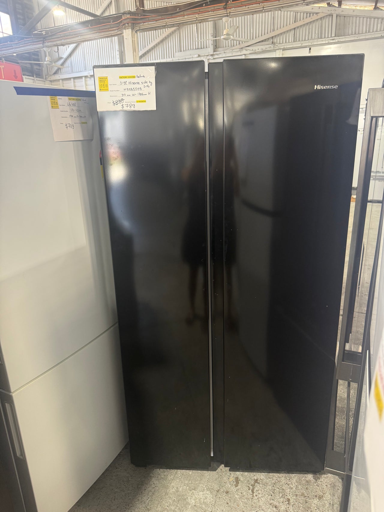 Buy Factory second HISENSE 519 LITRE SIDE BY SIDE REFRIGERATOR Model:HRSBS519B |  | [product_variant] | Second Hand Appliances Geebung Brisbane