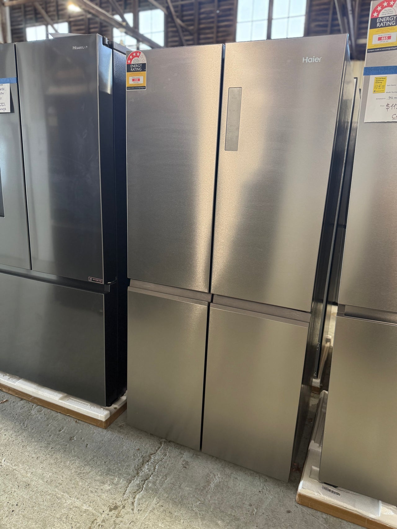 Factory second Haier 463L Quad Door Refrigerator Stainless Steel Model: HRF530YS