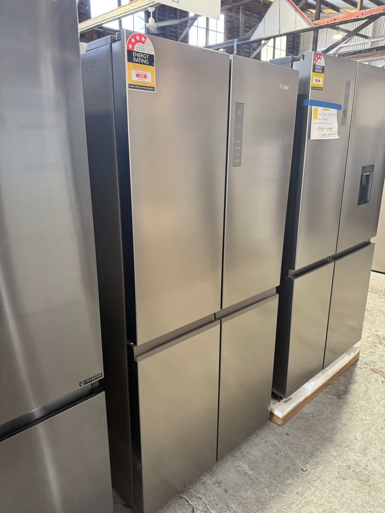 Factory second Haier 463L Quad Door Refrigerator Stainless Steel Model: HRF530YS