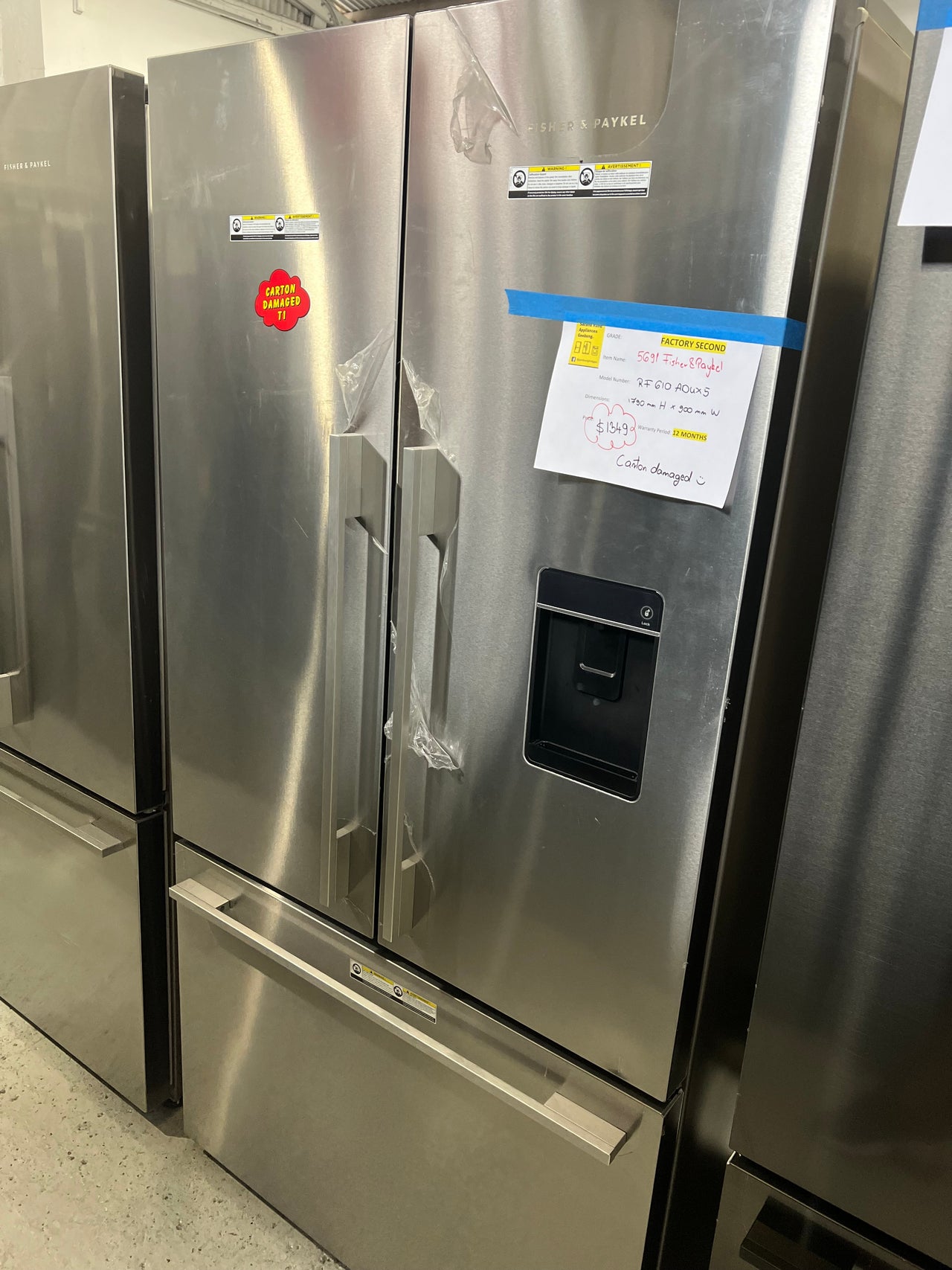 Transportation damaged Fisher&Paykel 569L ActiveSmart French Door Fridge - Second Hand Appliances Geebung