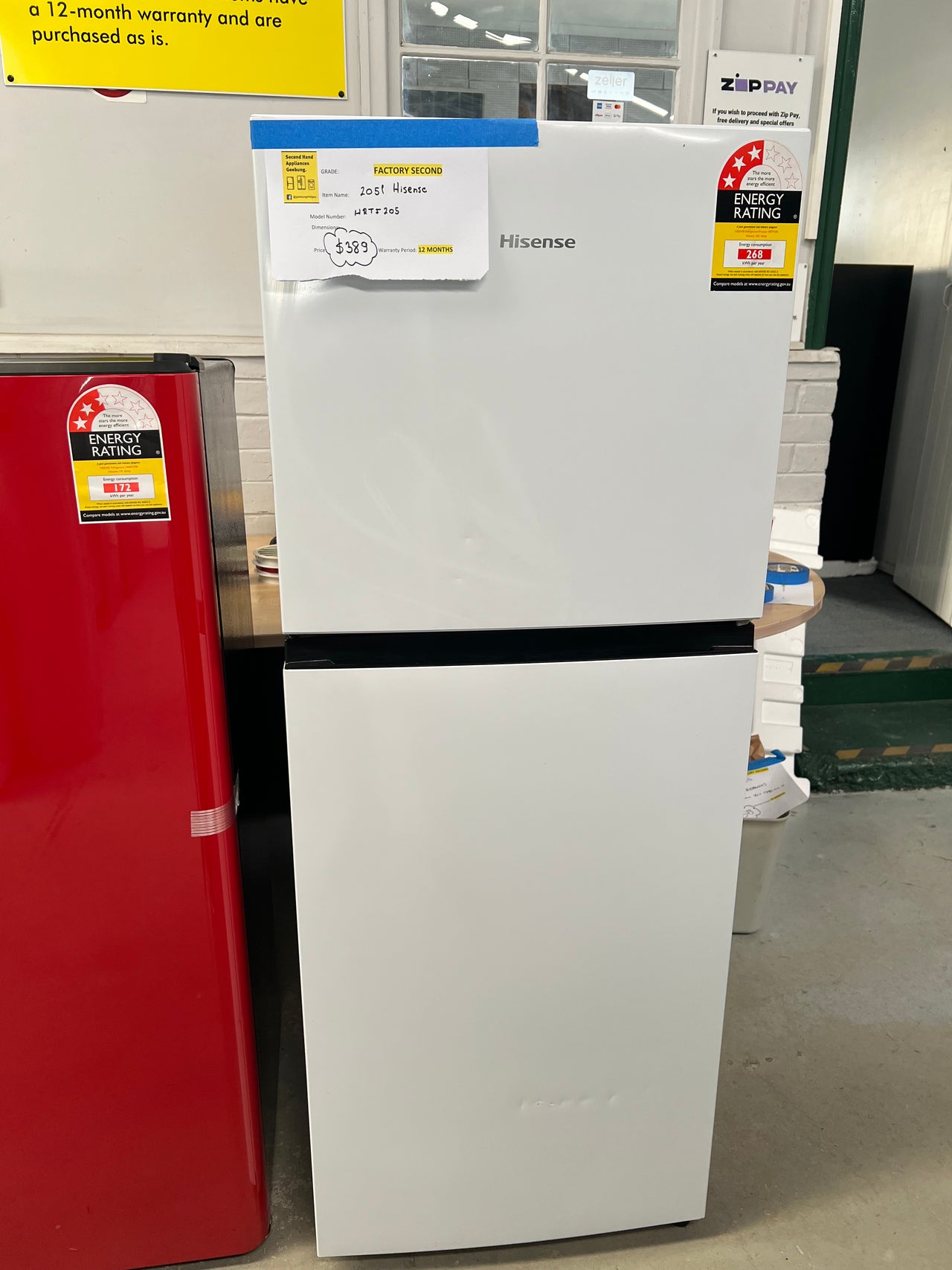 Factory second Hisense 205L Top Mount Frost Free Refrigerator HRTF205 - Second Hand Appliances Geebung